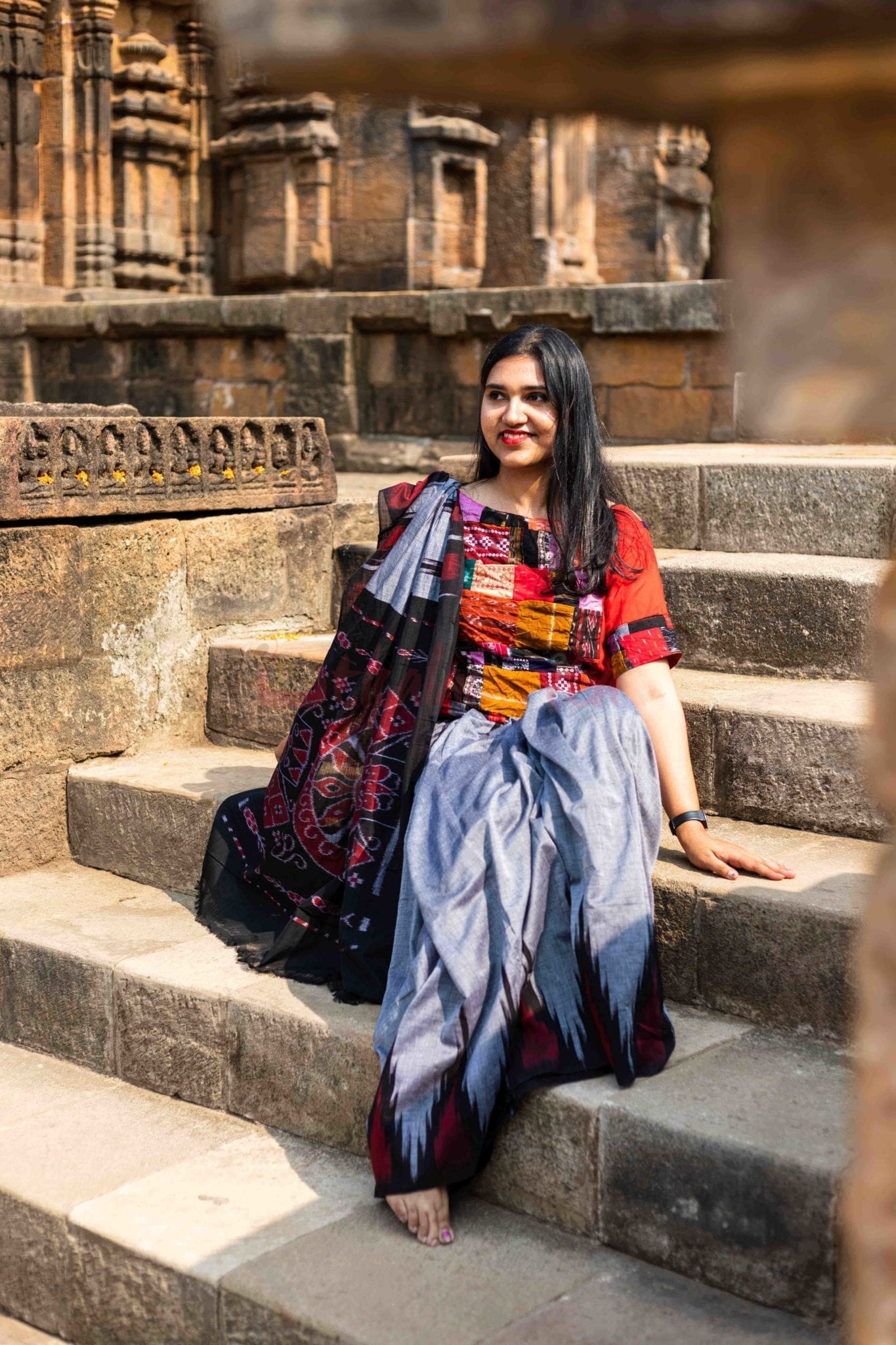 Kargil Kumbha Grey Cotton Saree