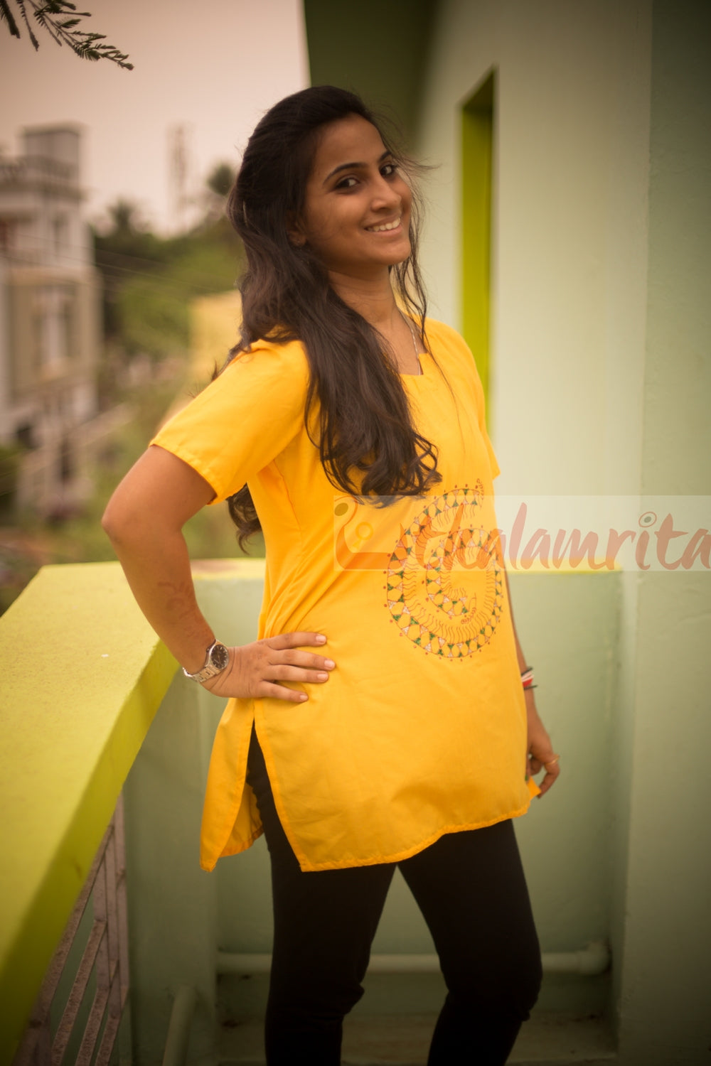 Yellow Pattachitra Kurti