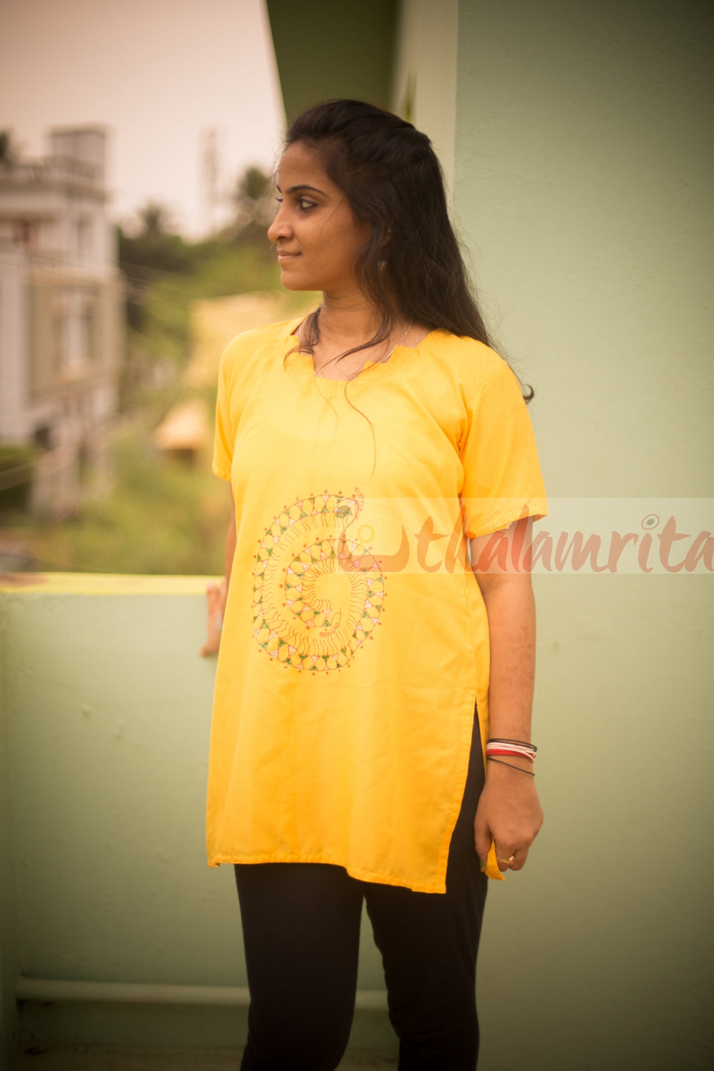 Yellow Pattachitra Kurti