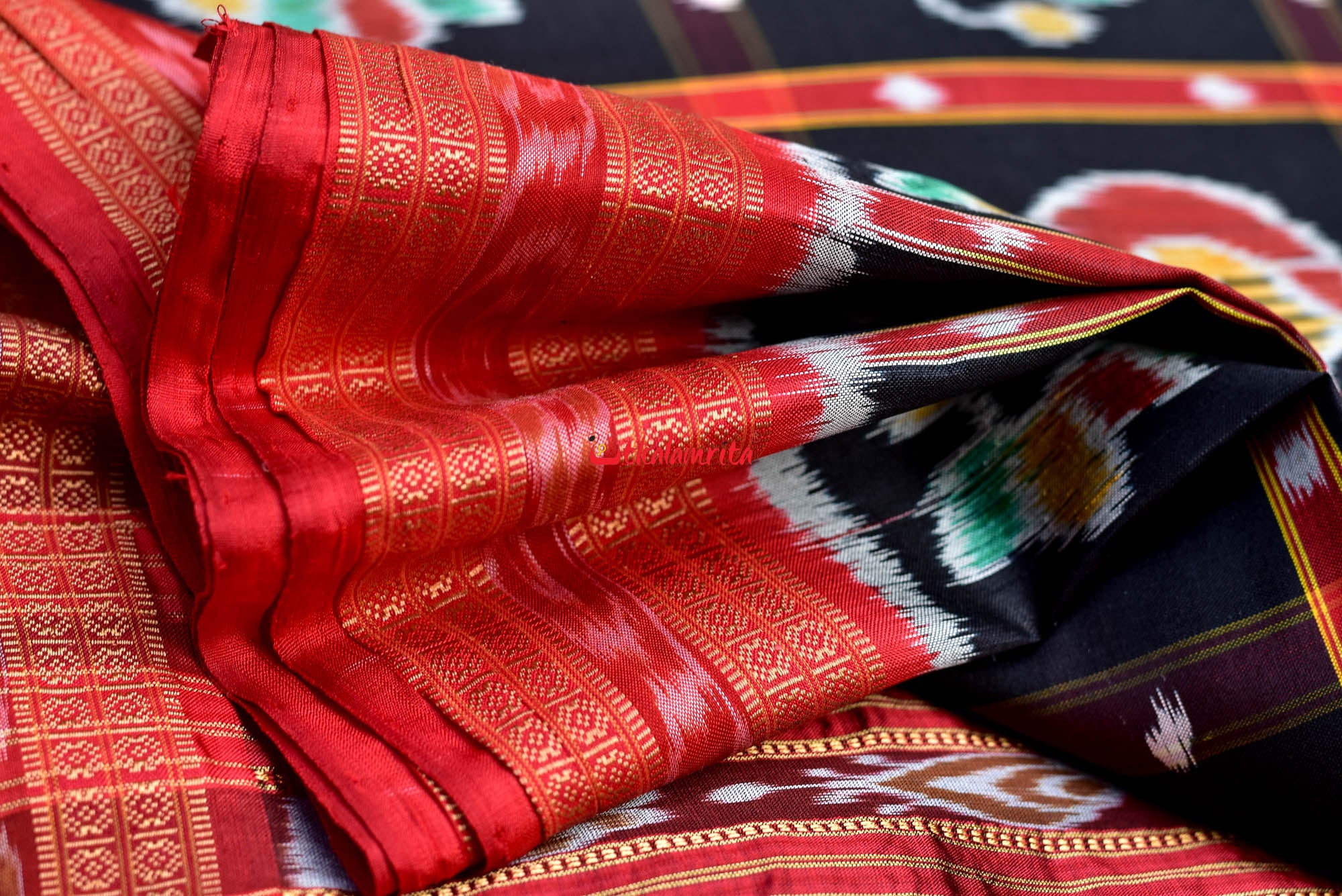 Black Nabakothi Dotted Silk Saree