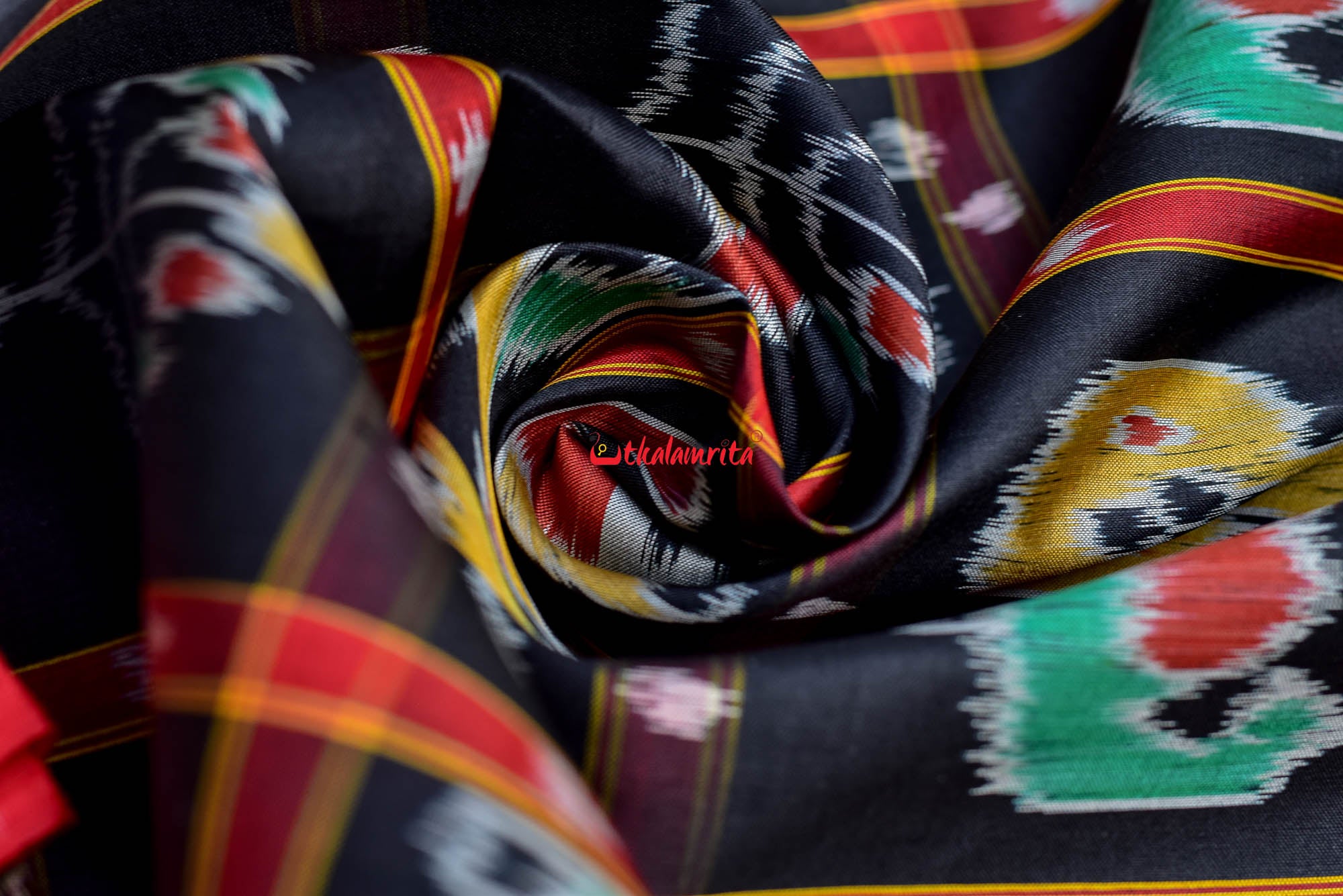 Black Nabakothi Dotted Silk Saree