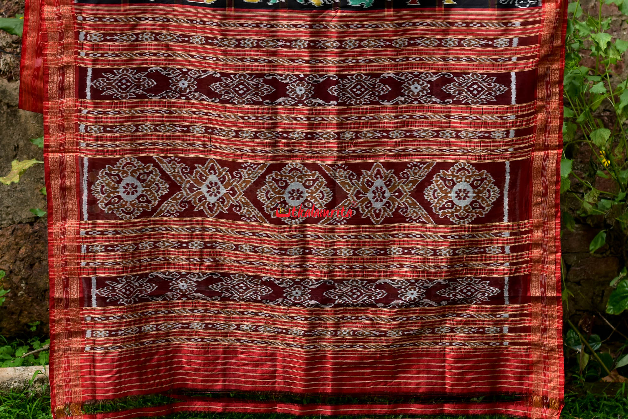 Black Nabakothi Dotted Silk Saree