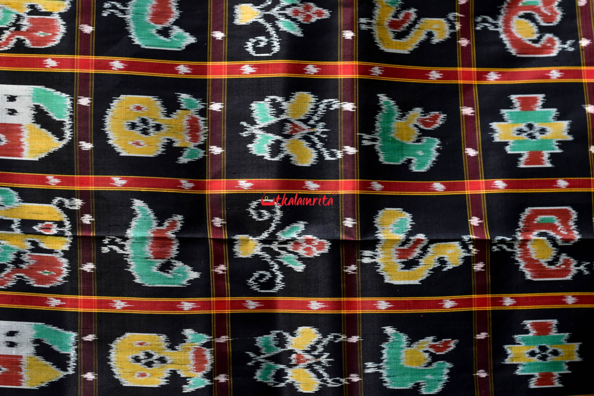 Black Nabakothi Dotted Silk Saree