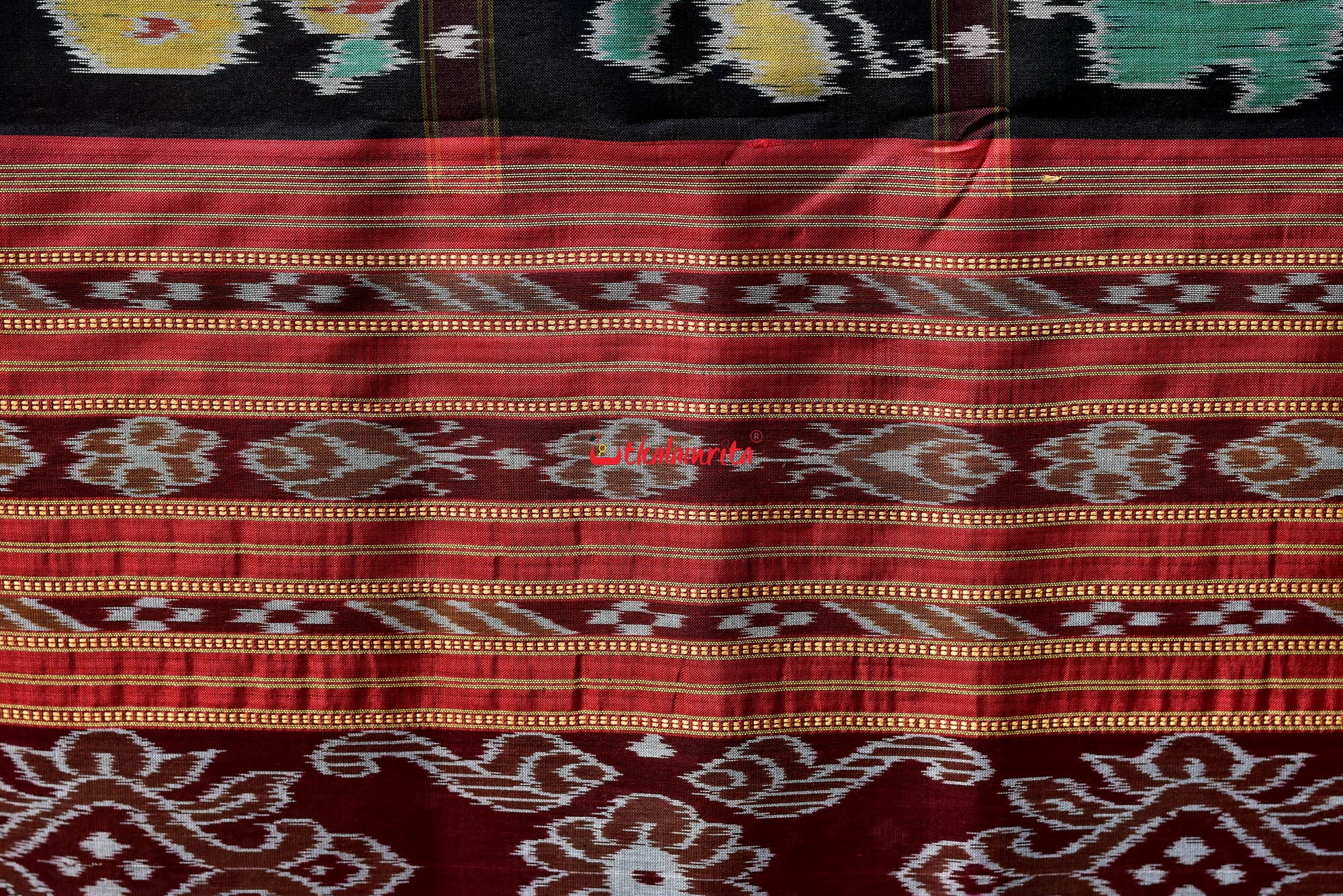 Black Nabakothi Dotted Silk Saree
