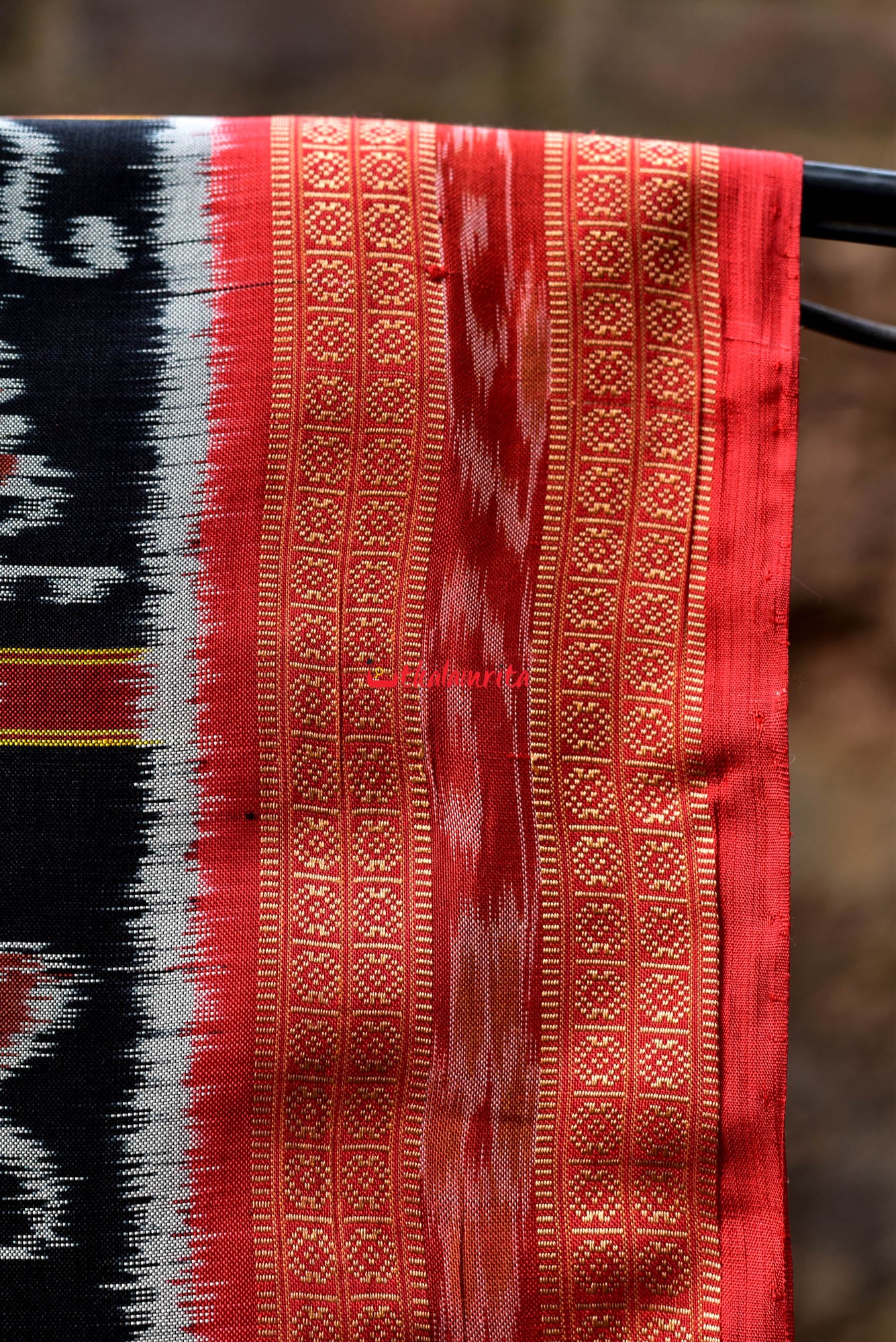 Black Nabakothi Dotted Silk Saree