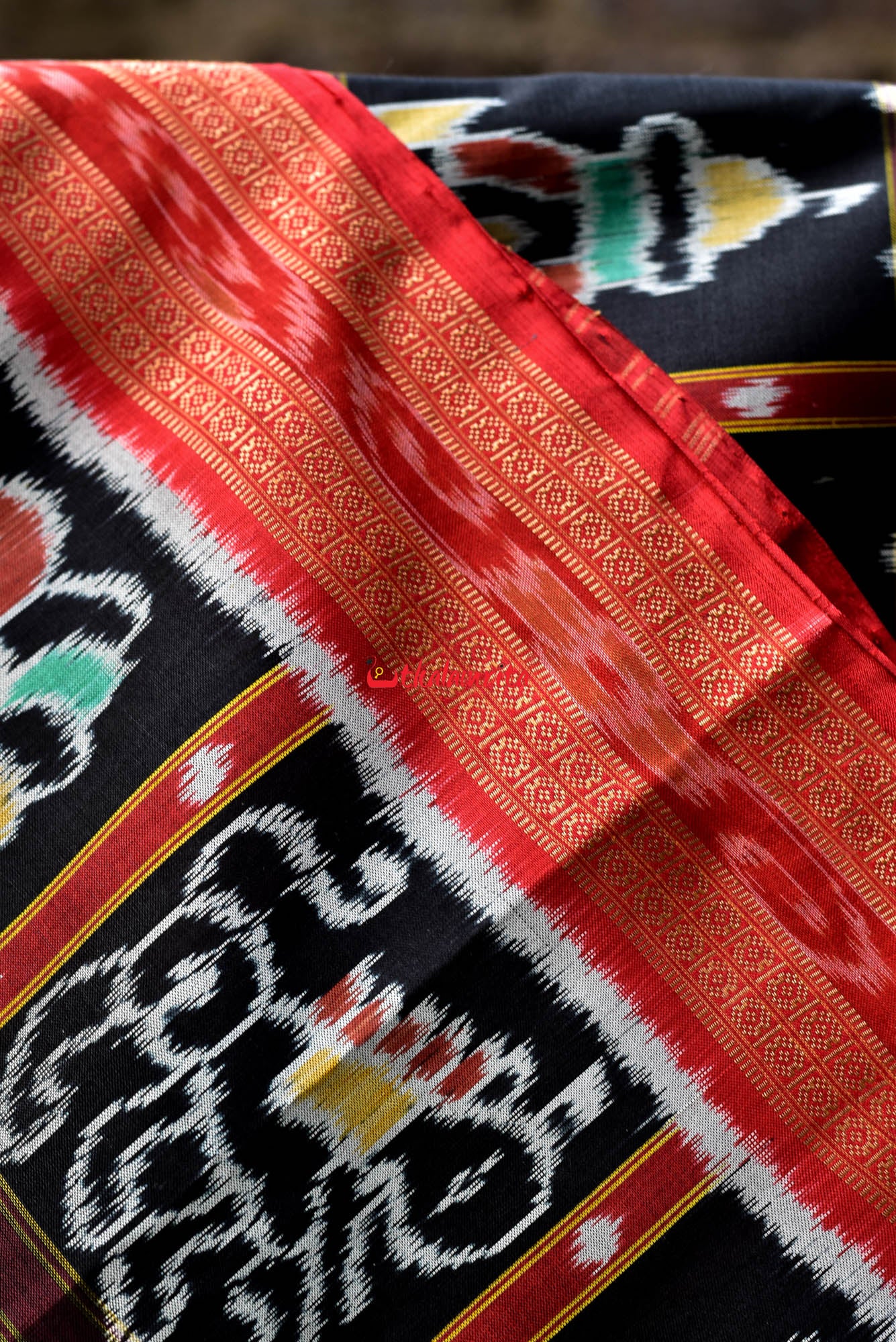 Black Nabakothi Dotted Silk Saree