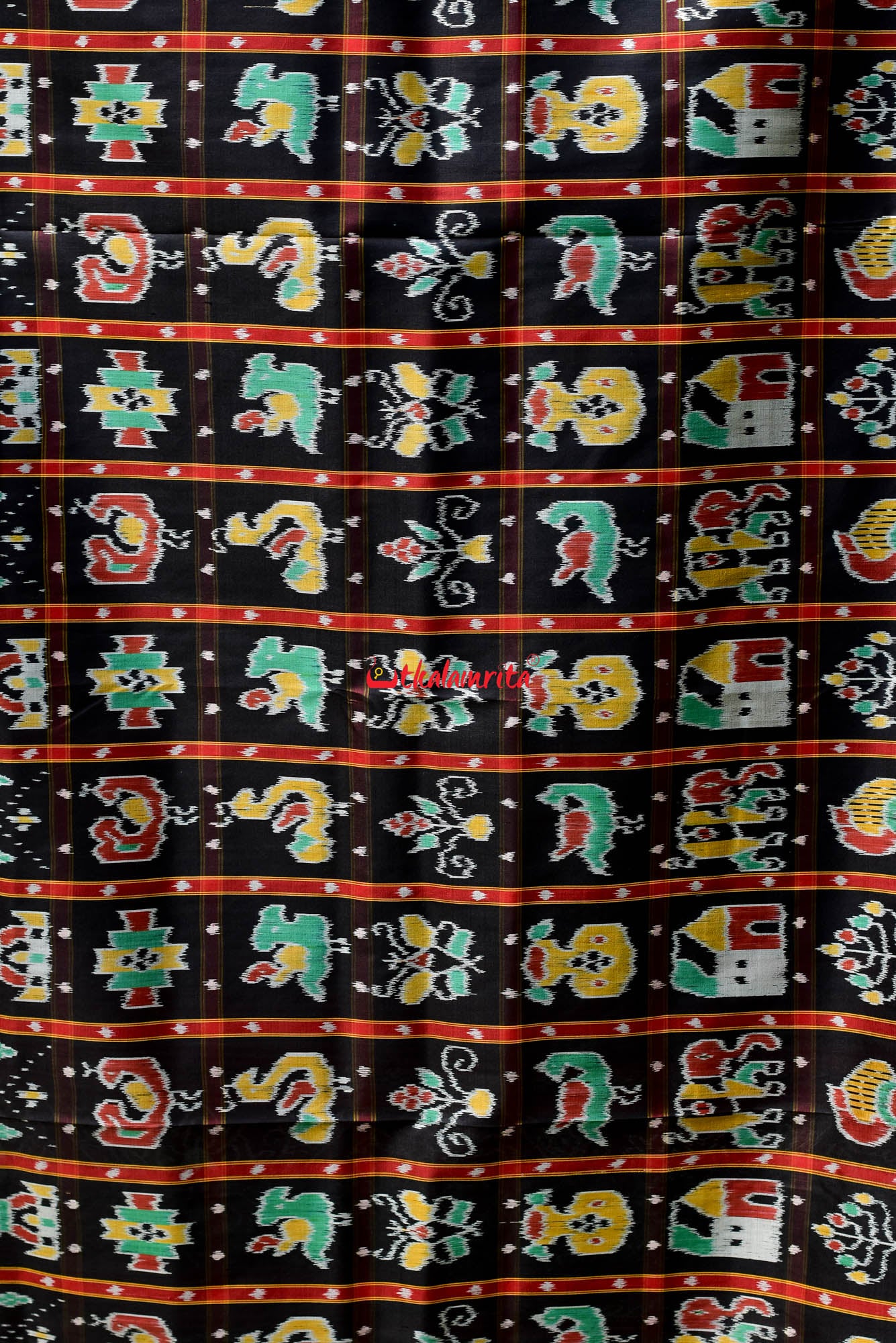 Black Nabakothi Dotted Silk Saree