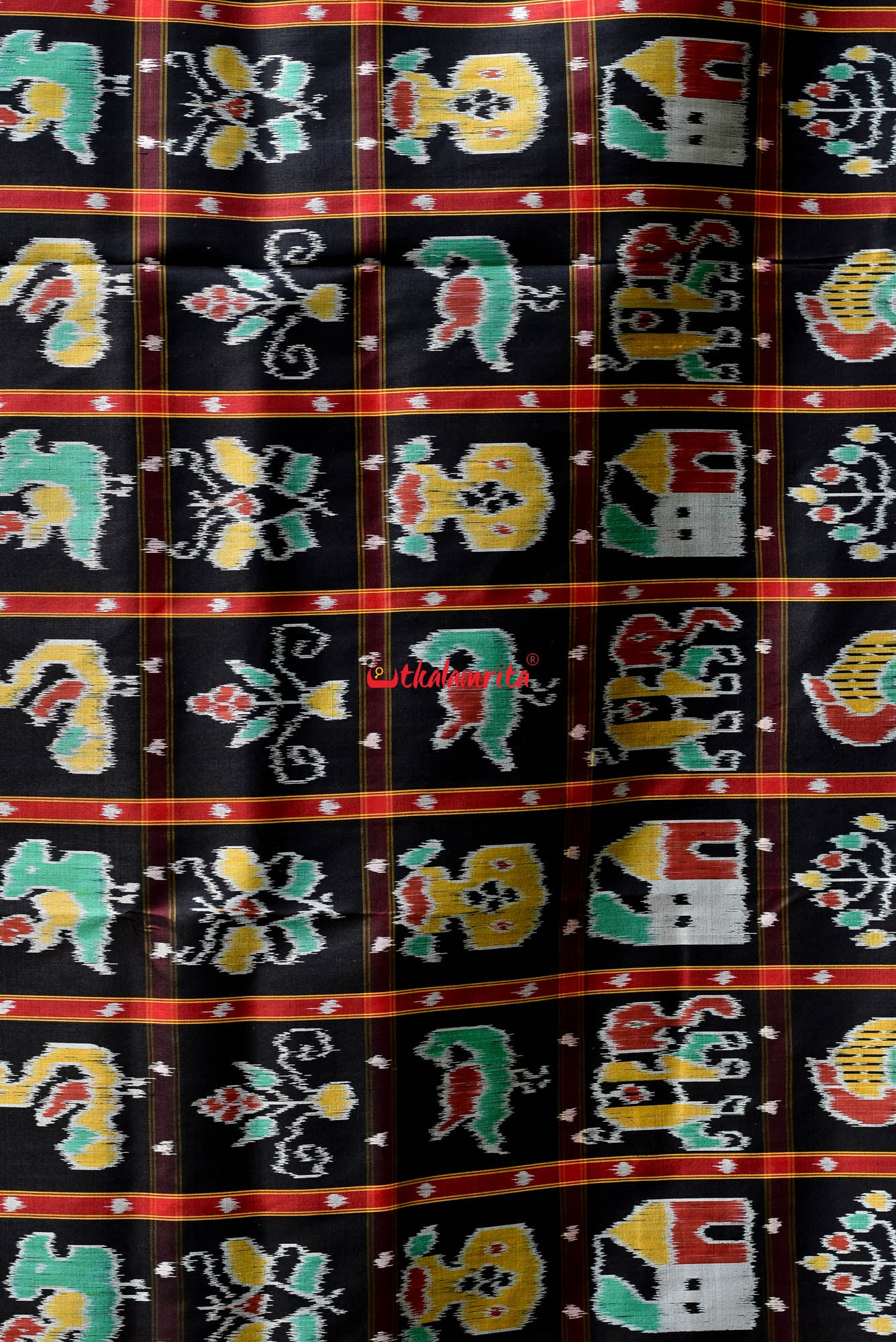 Black Nabakothi Dotted Silk Saree