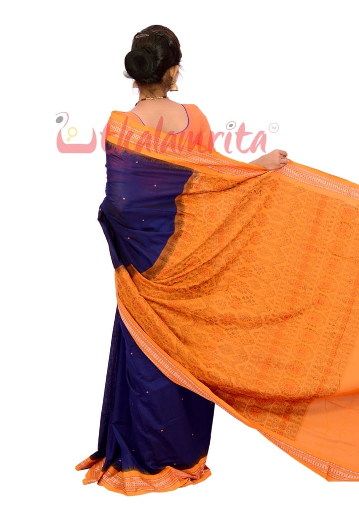 Buti Bomkai Navy Yellow Saree