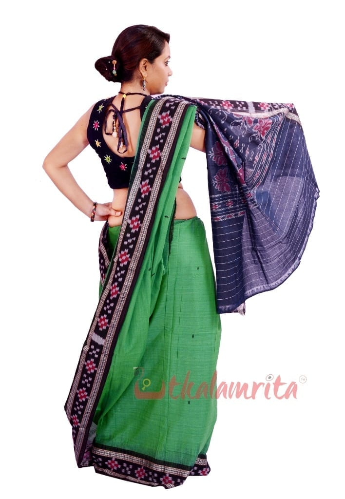 Rekha Buti Green Black Saree