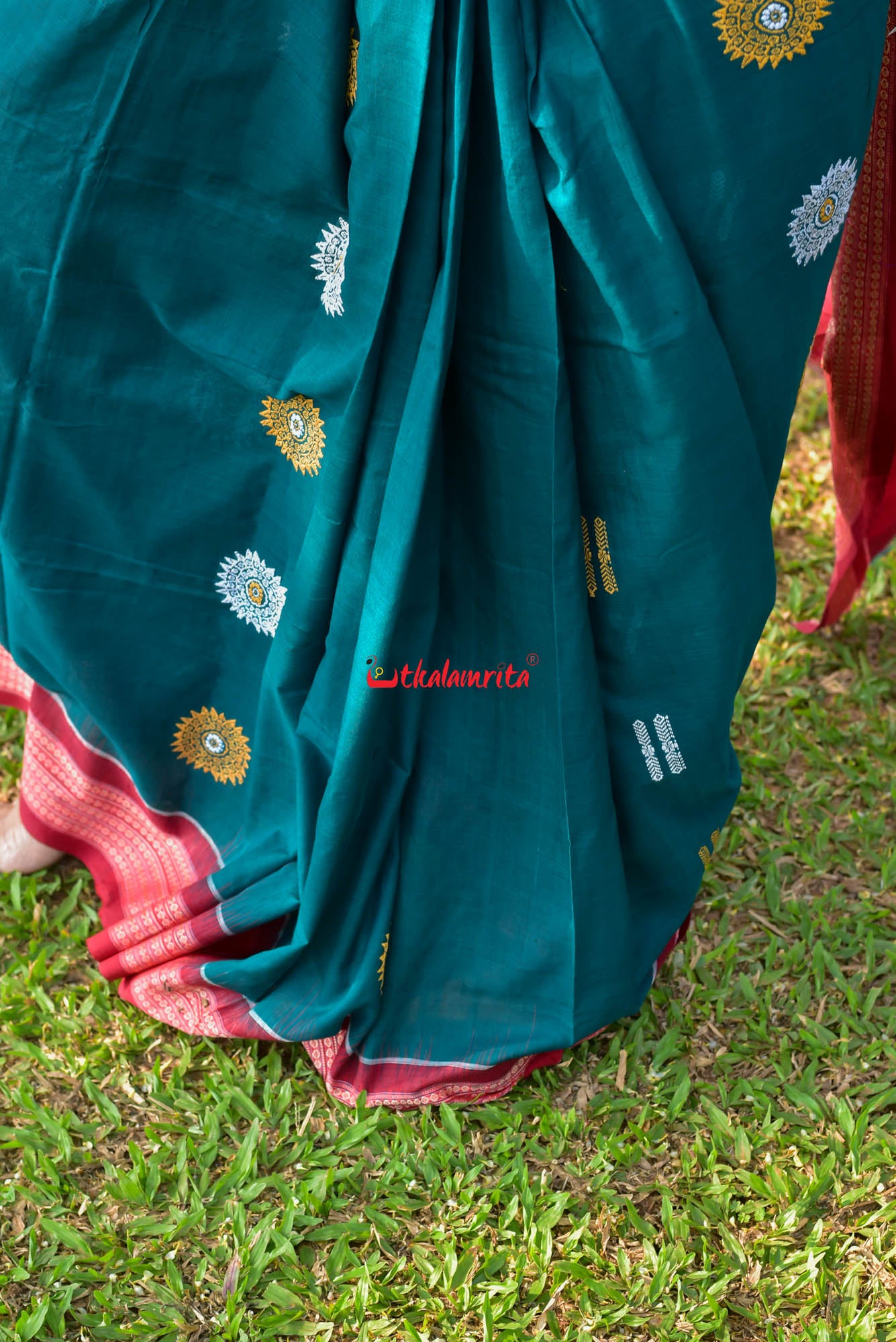Green Maroon Padam Bomkai Cotton Saree