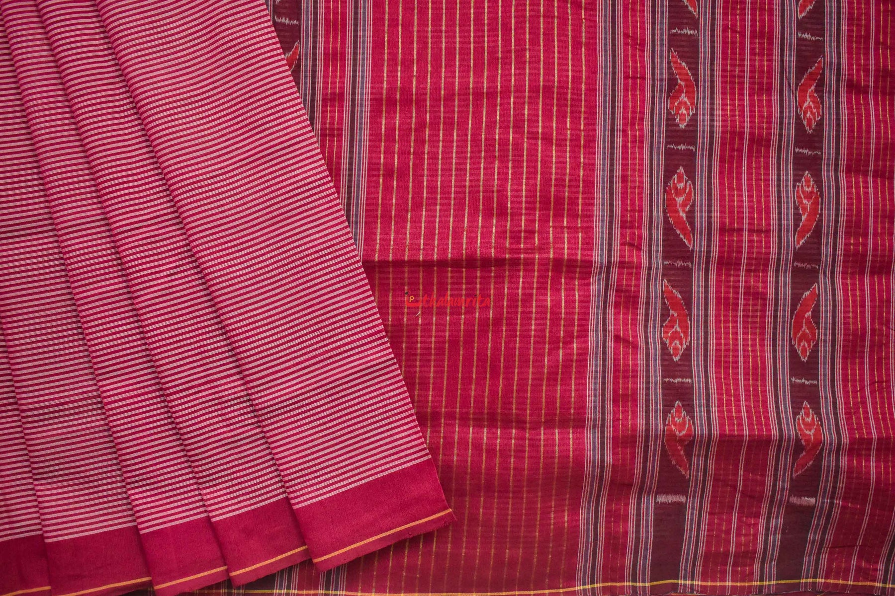 Stripes On Maroon Cotton Saree