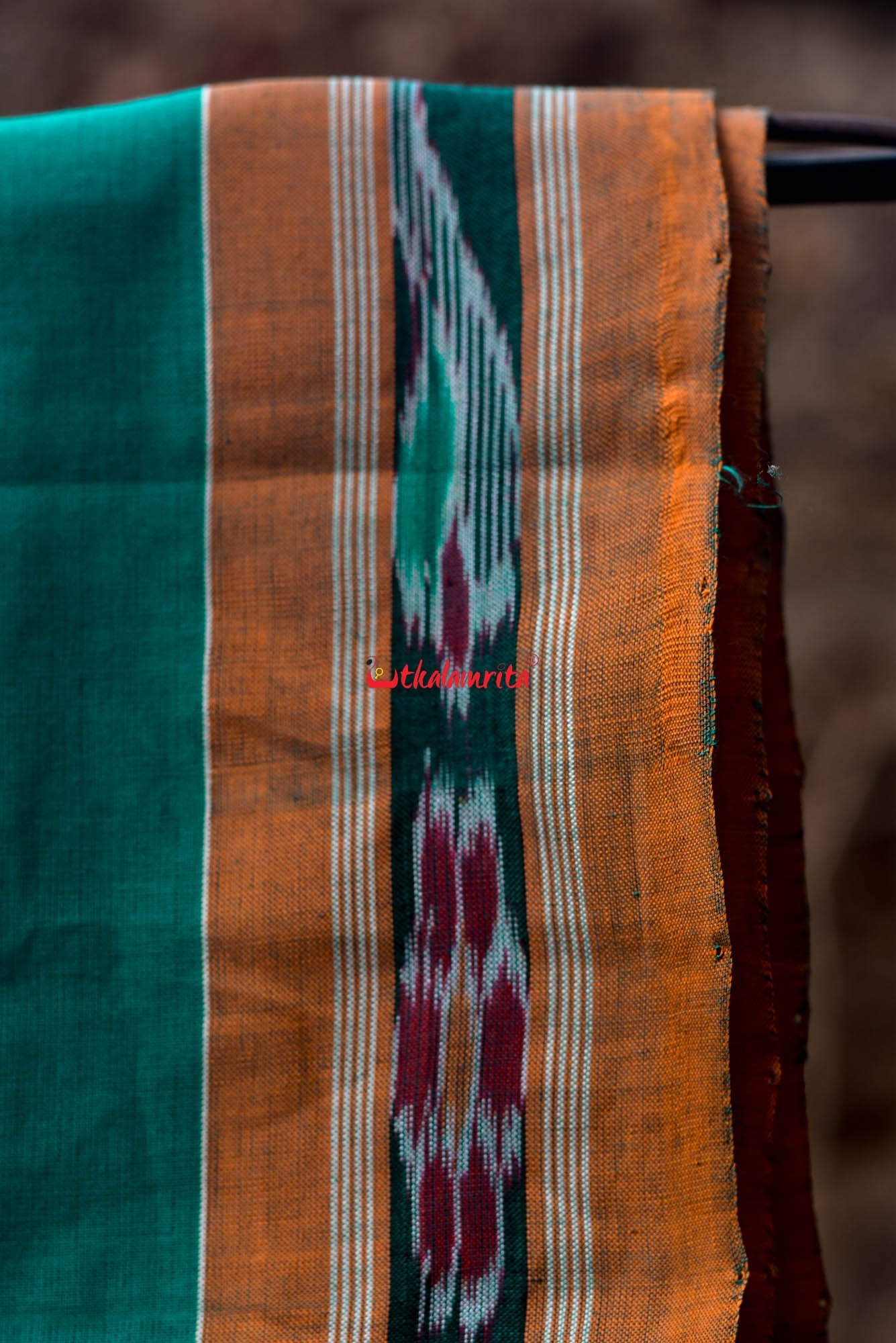 Teal Green Yellow Pittala Single Cotton Saree