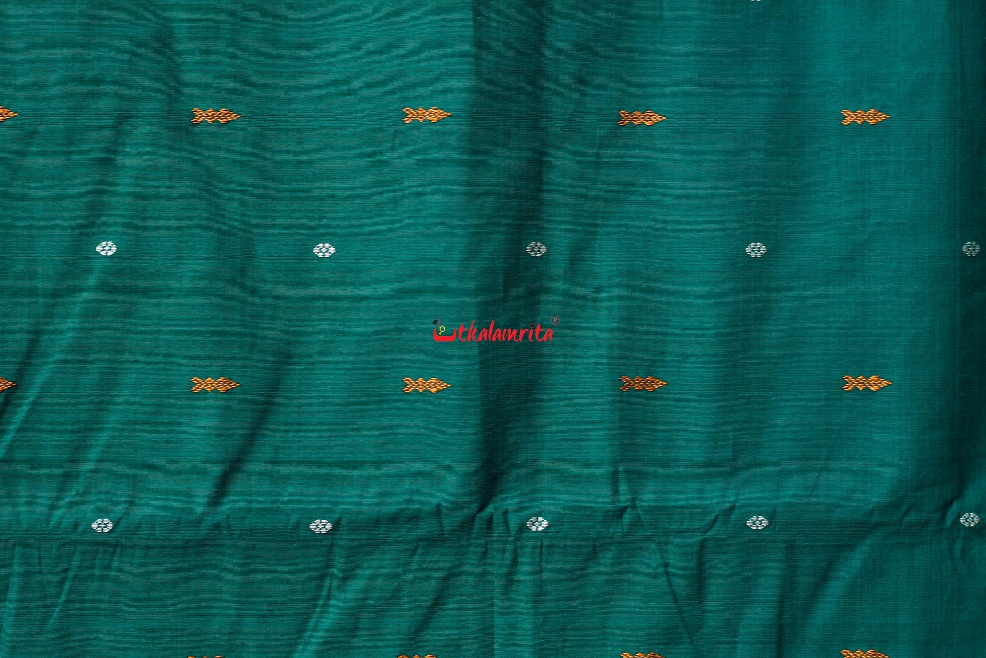 Teal Green Yellow Pittala Single Cotton Saree
