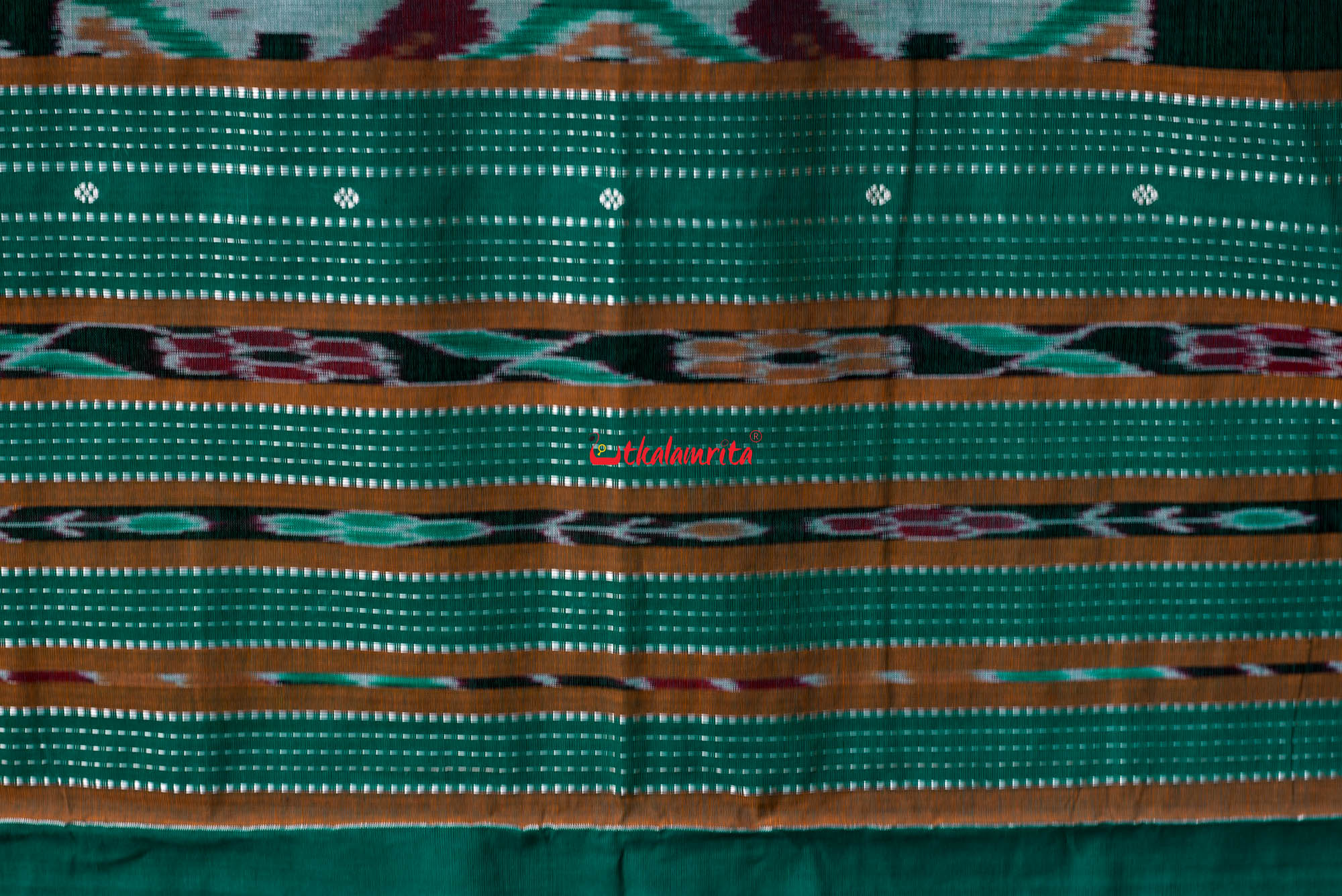 Teal Green Yellow Pittala Single Cotton Saree