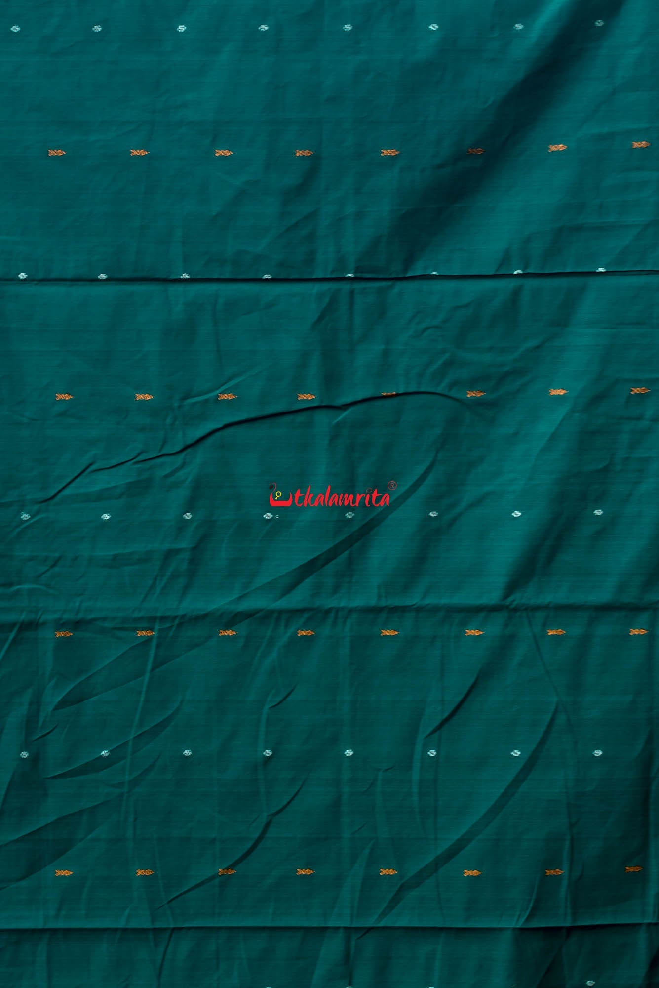 Teal Green Yellow Pittala Single Cotton Saree
