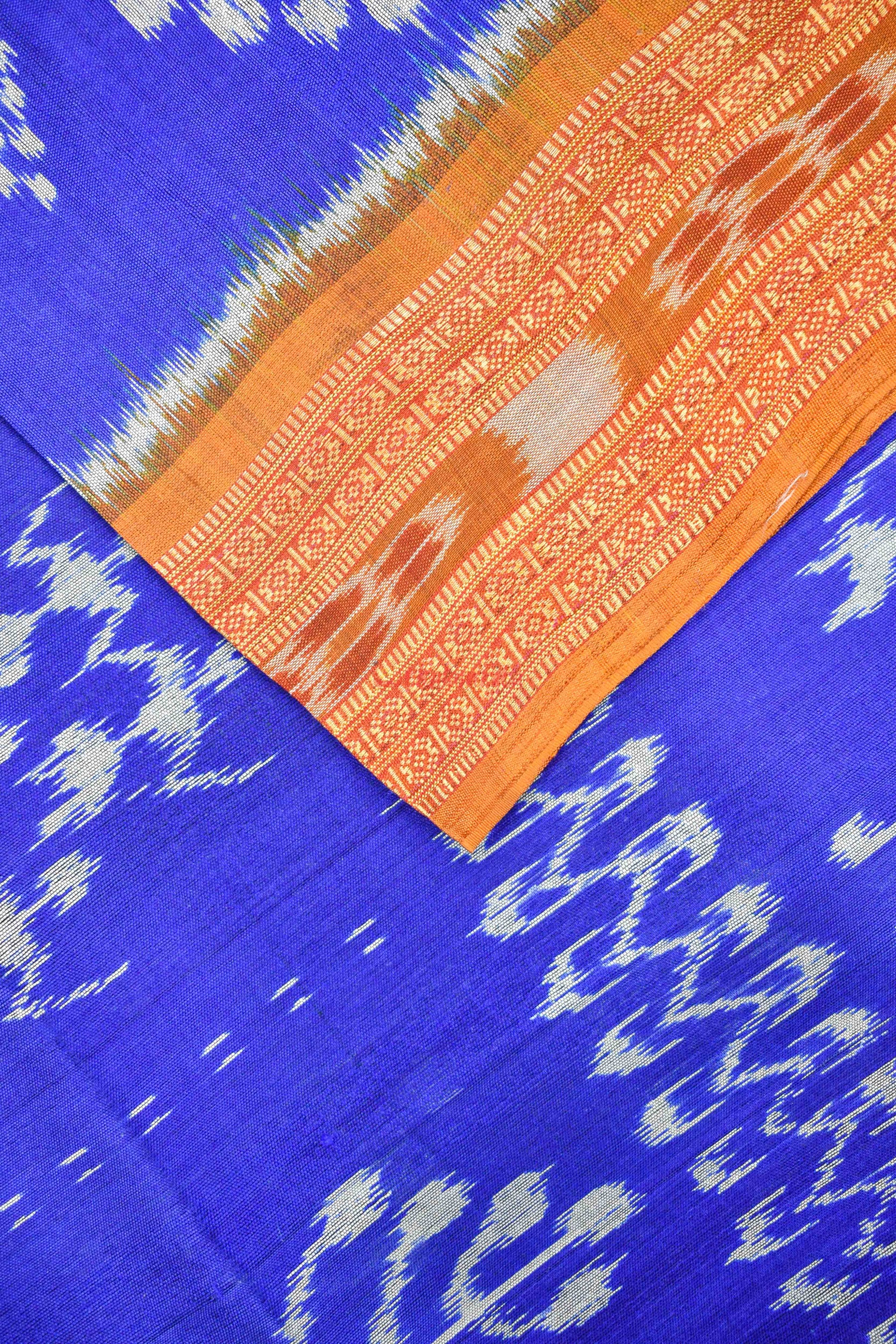 Blue Orange Tribal Khandua silk