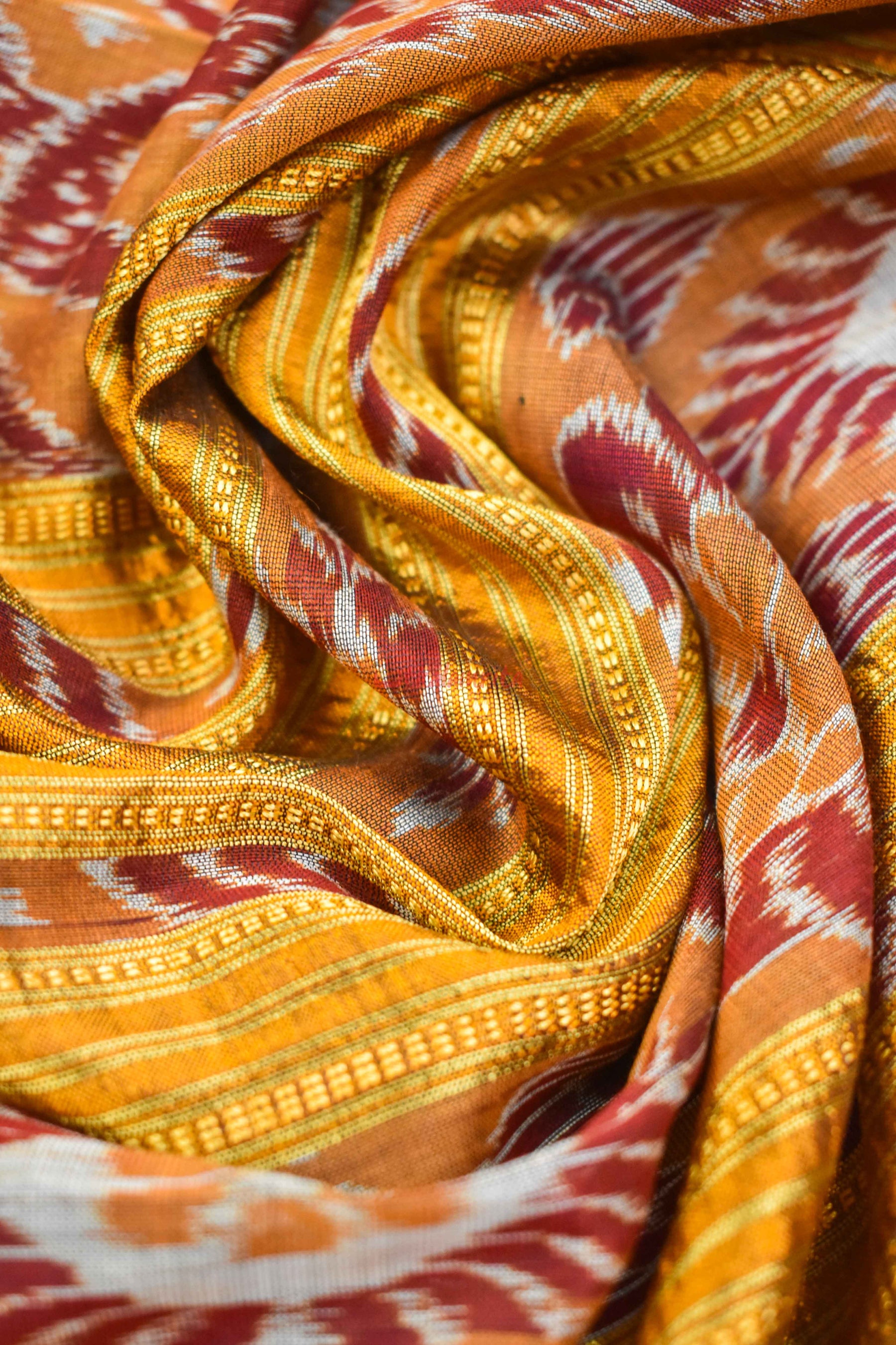 Blue Orange Tribal Khandua silk