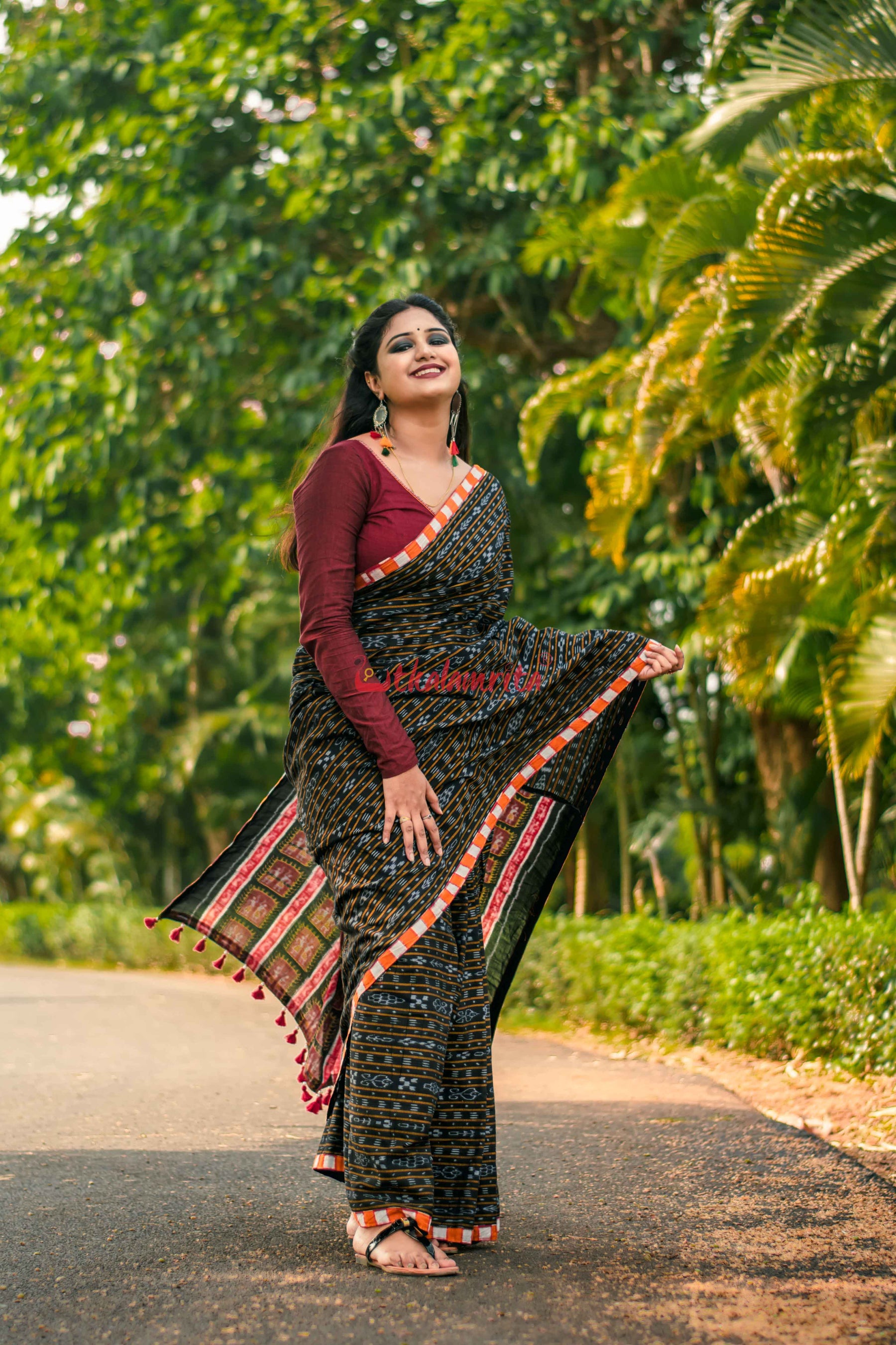 Tribal With Black Ikat Designer Saree