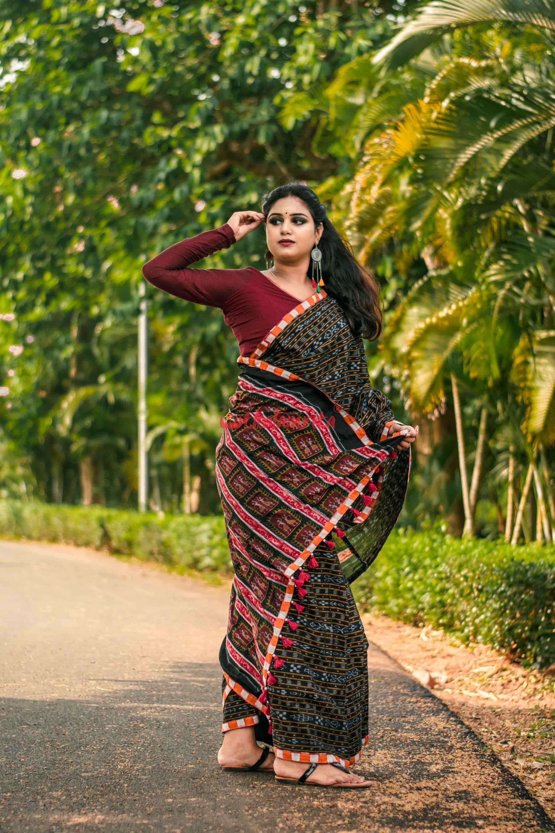 Tribal With Black Ikat Designer Saree
