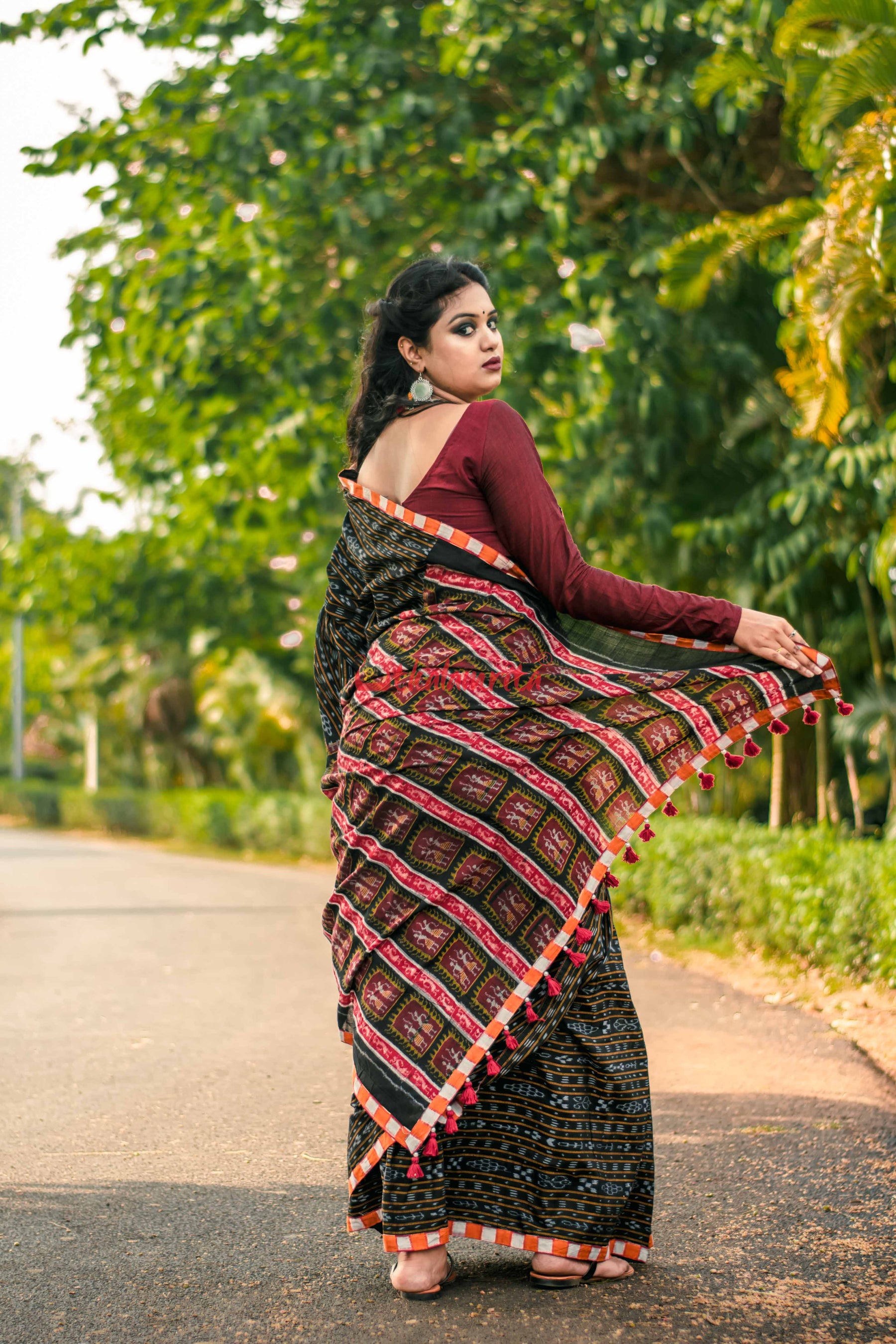 Tribal With Black Ikat Designer Saree