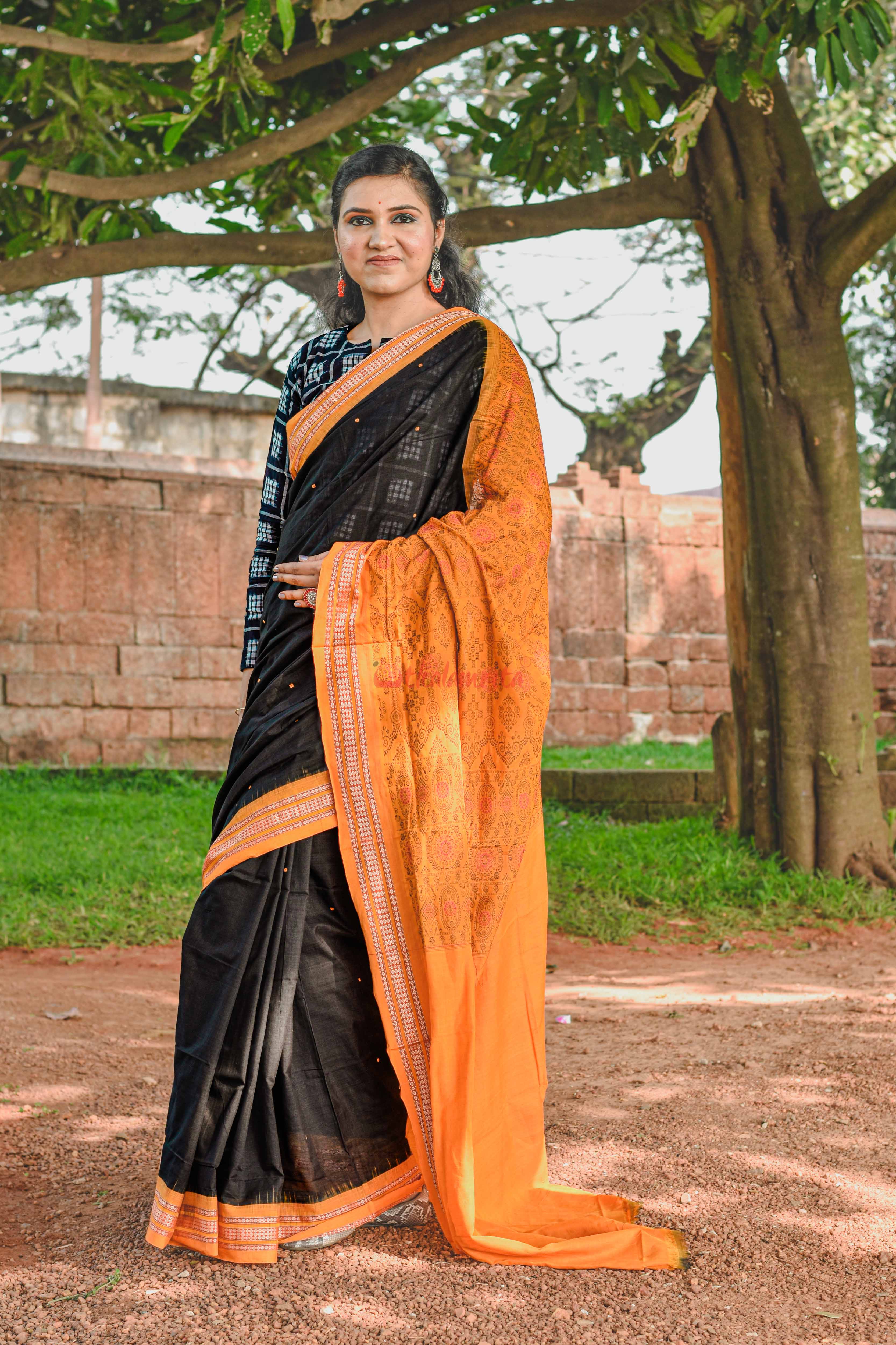 Black Buti Bomkai Saree