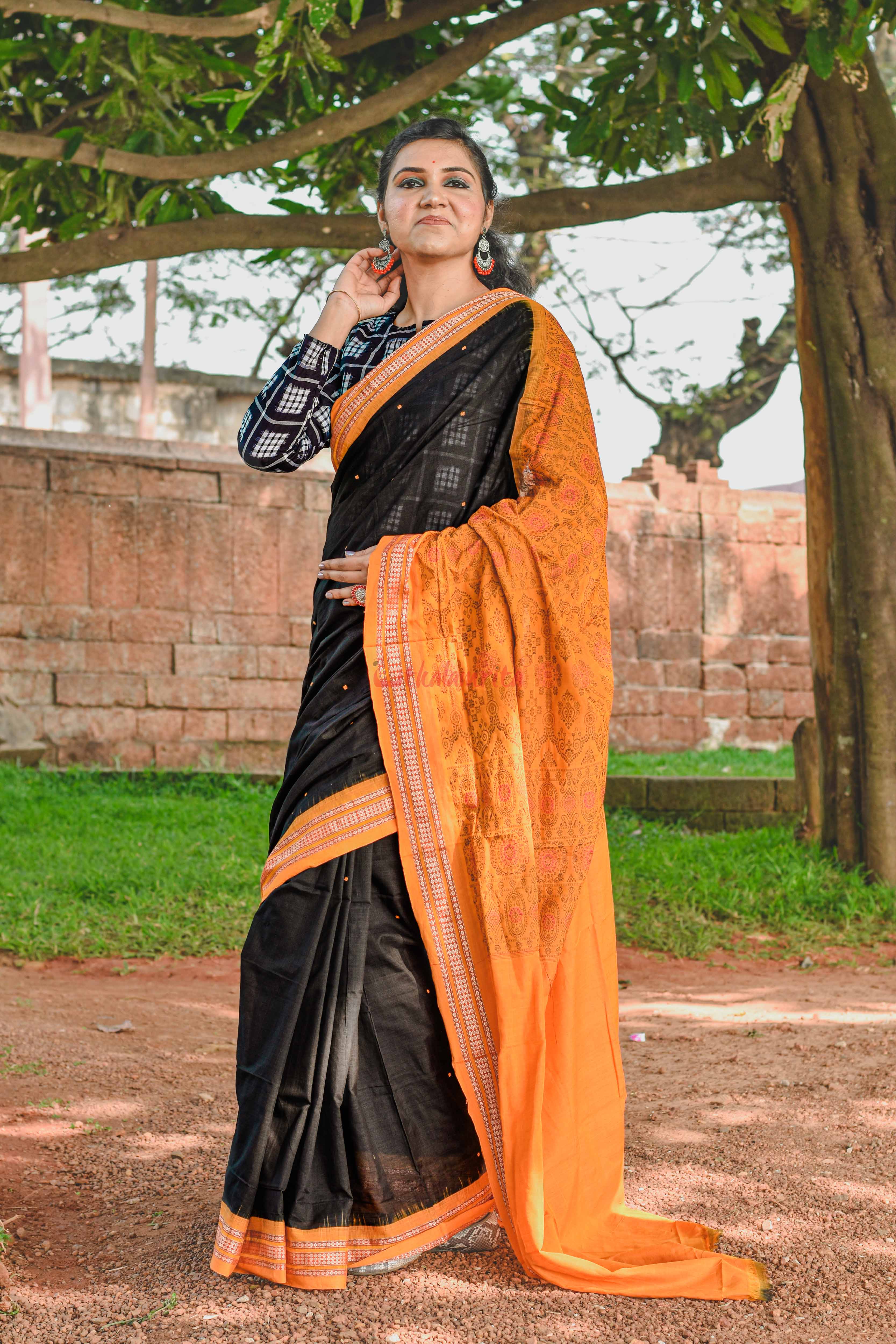 Black Buti Bomkai Saree