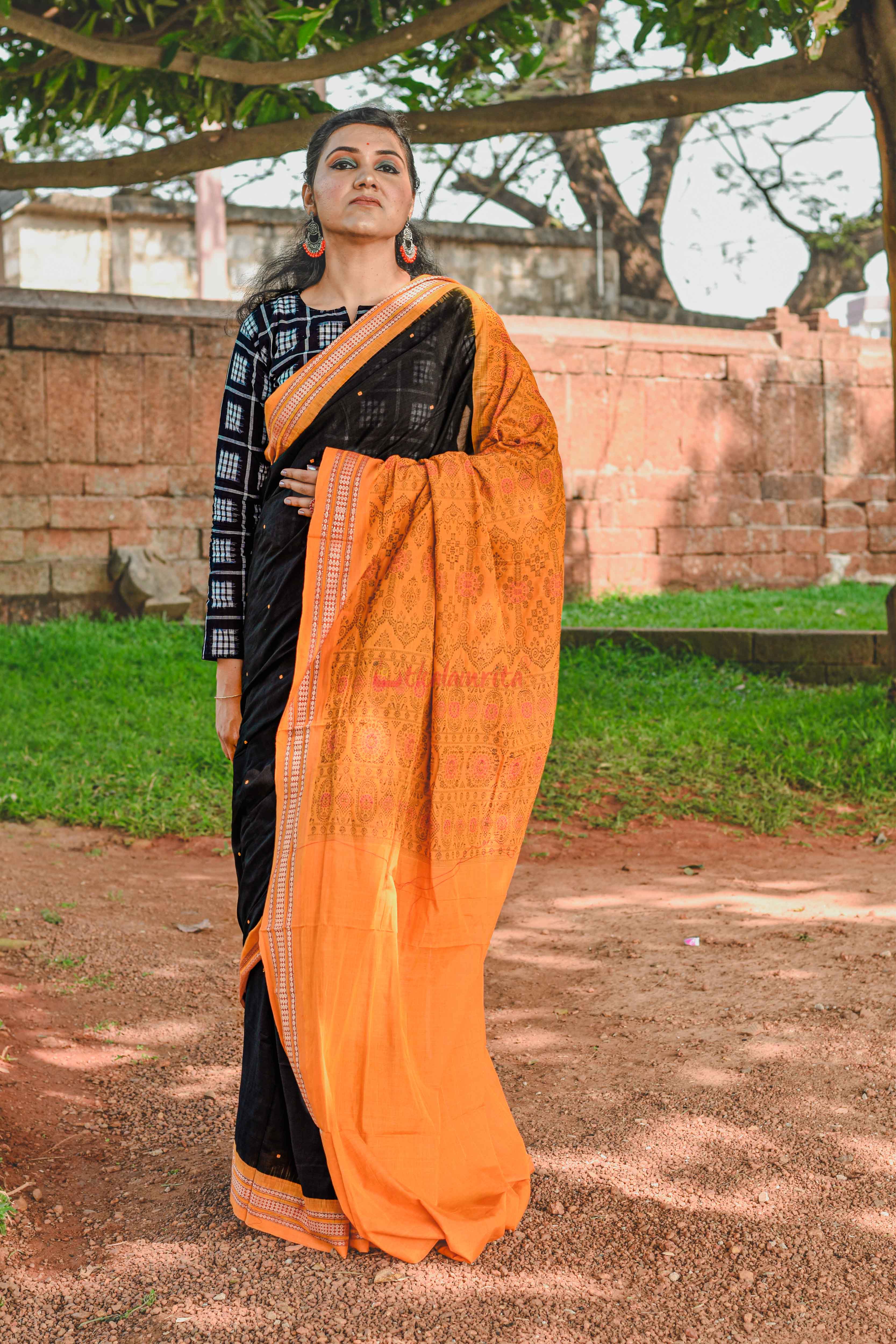 Black Buti Bomkai Saree