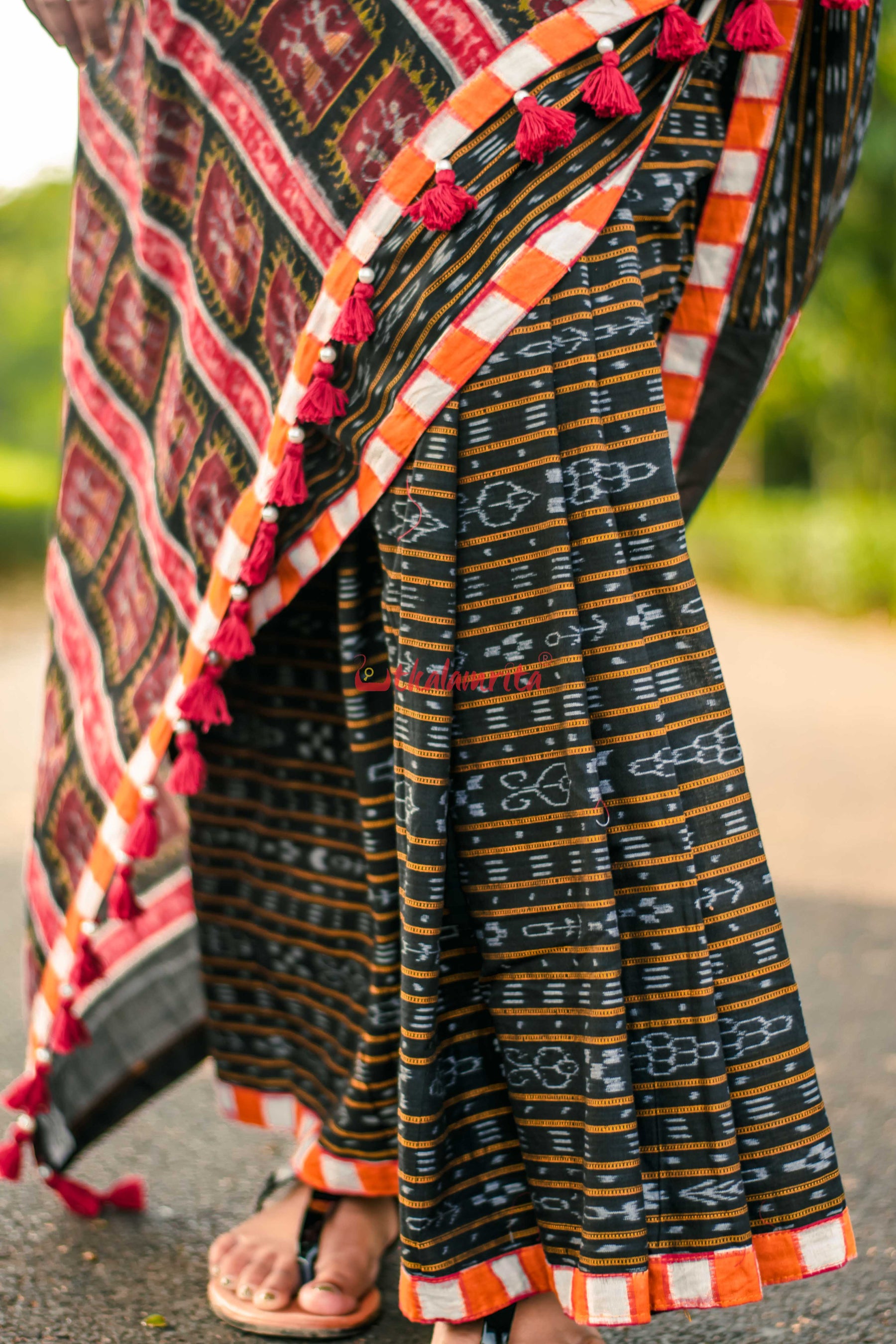 Tribal With Black Ikat Designer Saree
