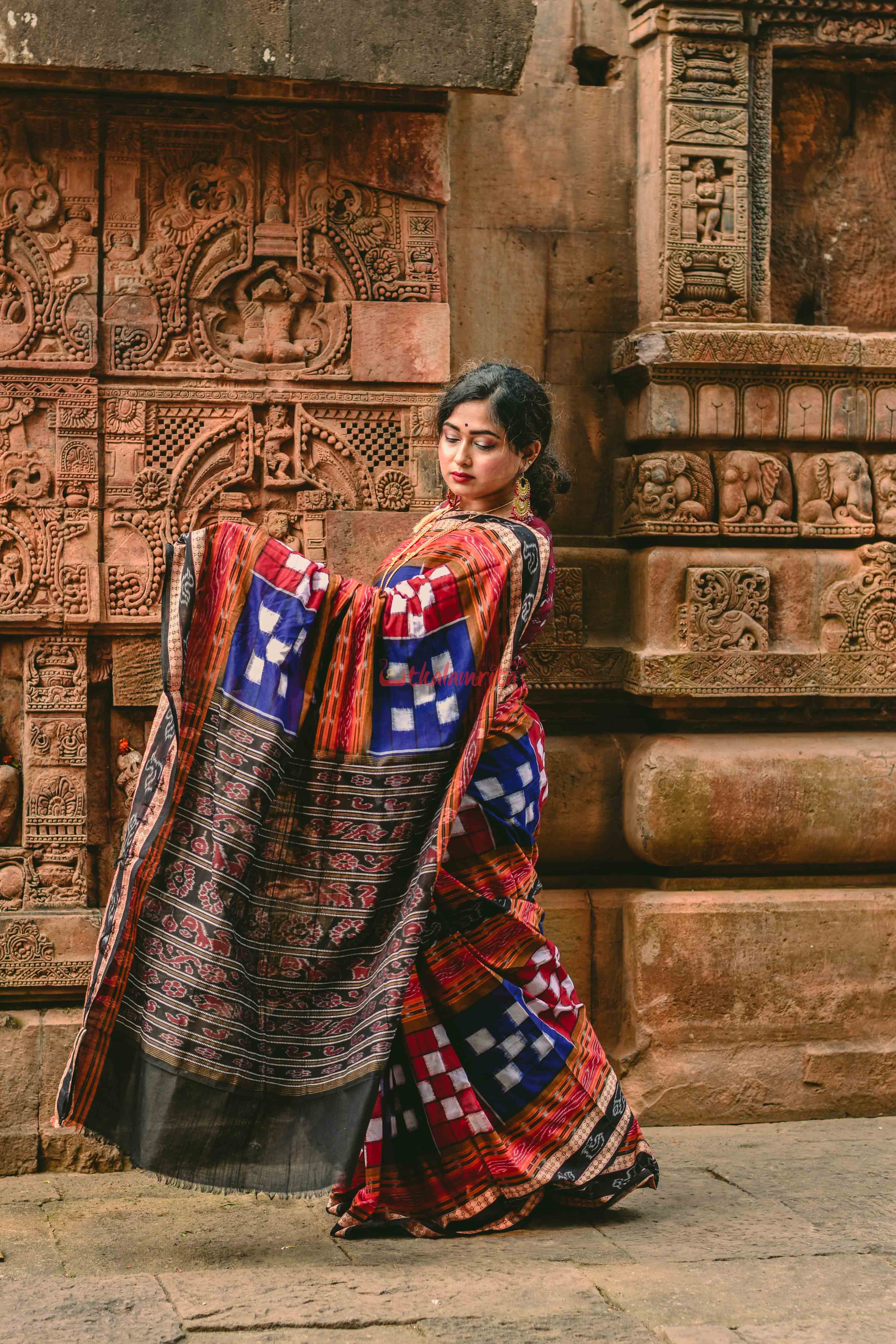 Blue Red Bichitrapuri Saree