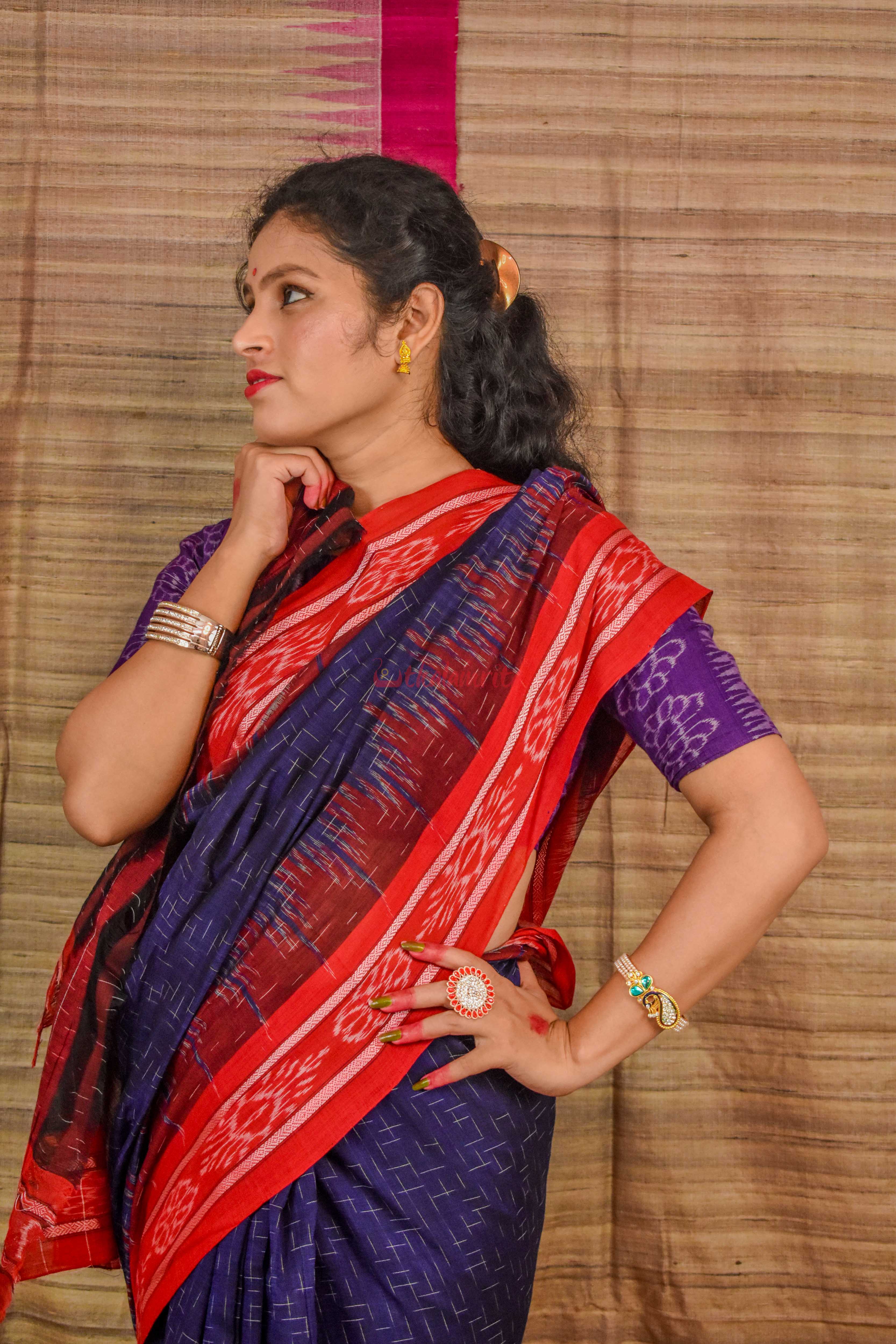 Navy Blue Red Jharana