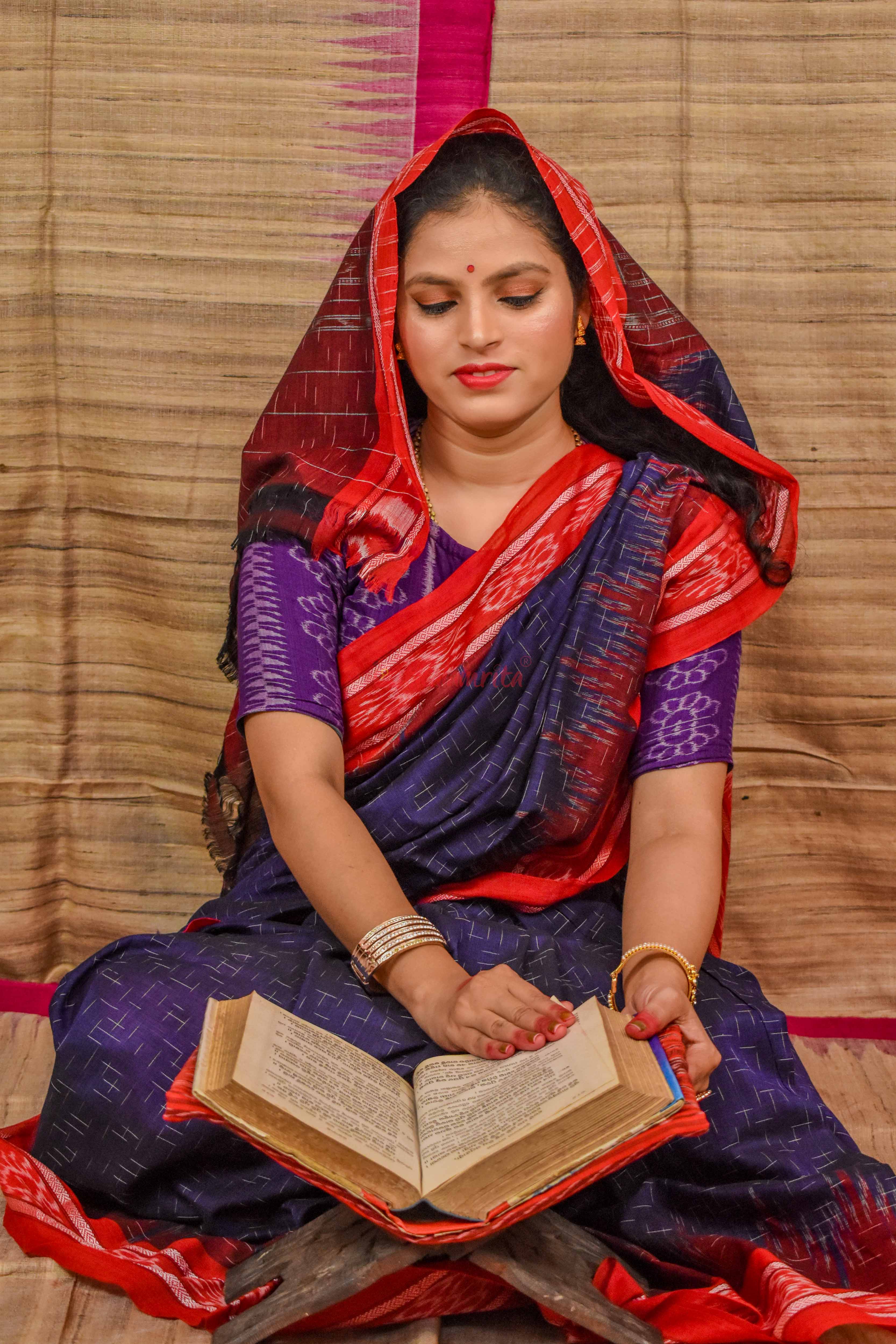Navy Blue Red Jharana