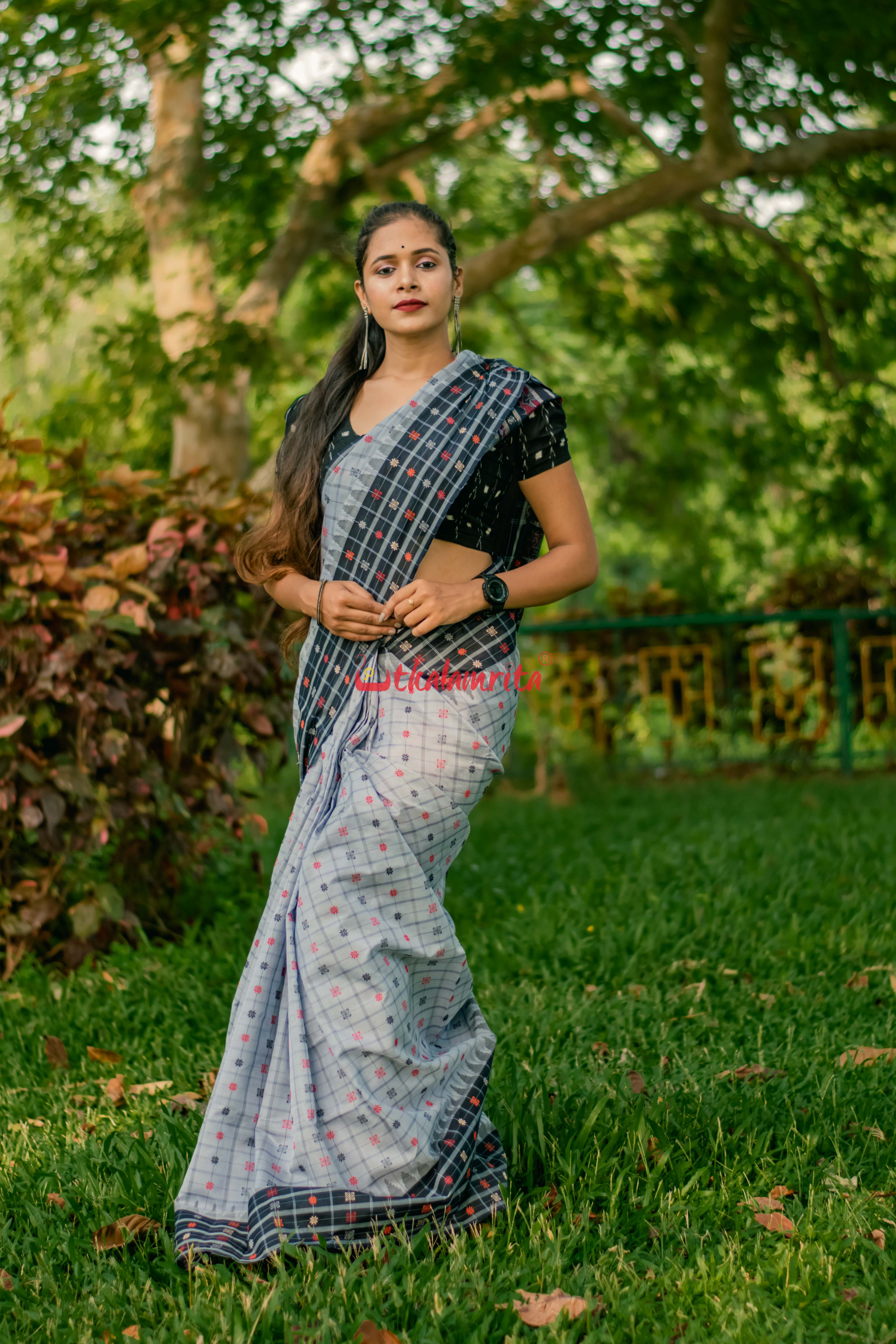 Grey AsmaanTara Phoda Kumbha Sico Saree