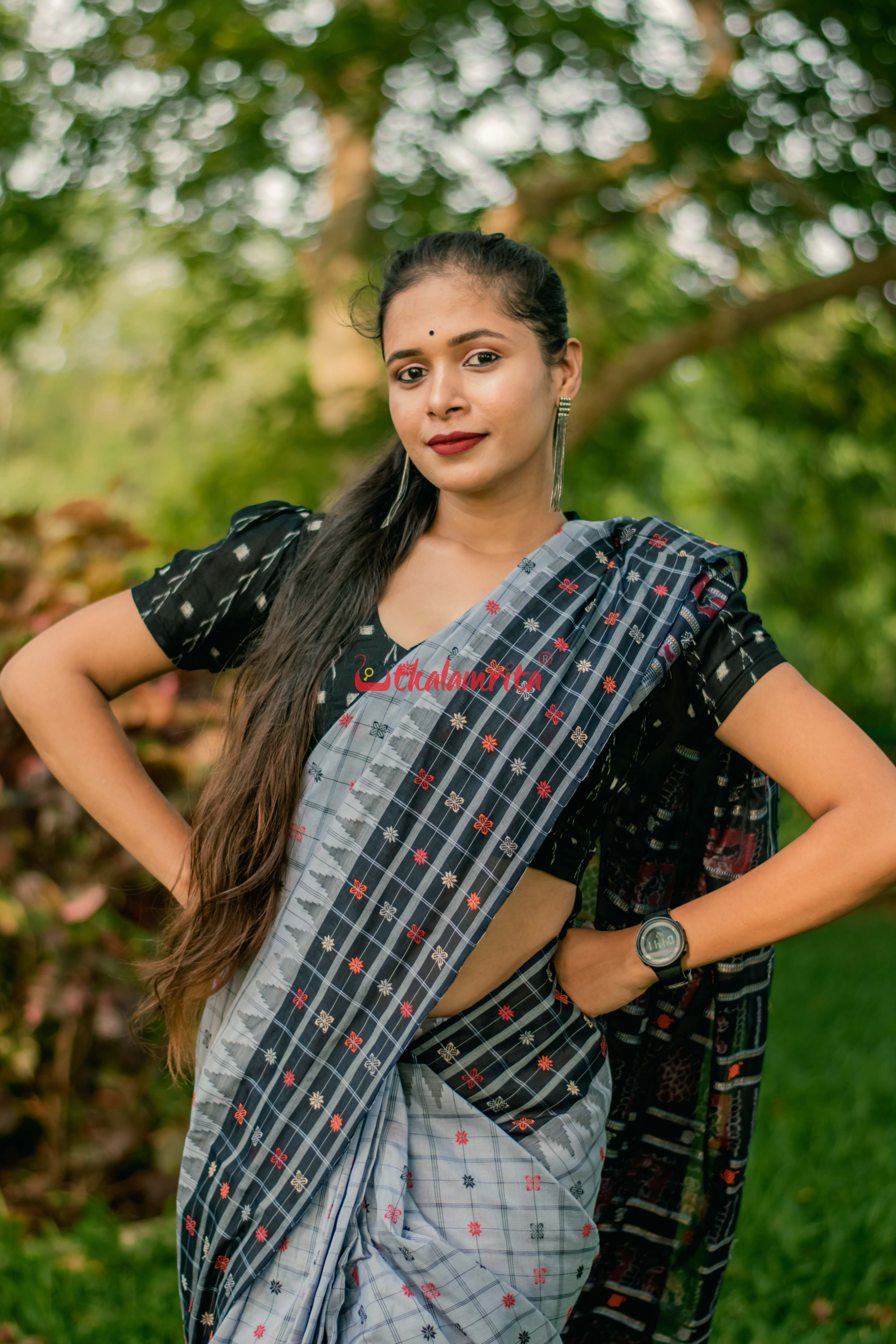 Grey AsmaanTara Phoda Kumbha Sico Saree
