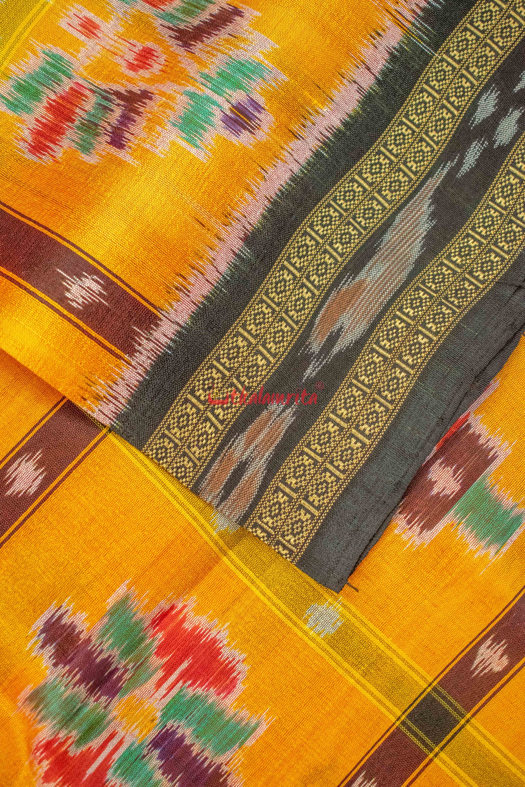 Golden Nabakothi Khandua Silk Saree