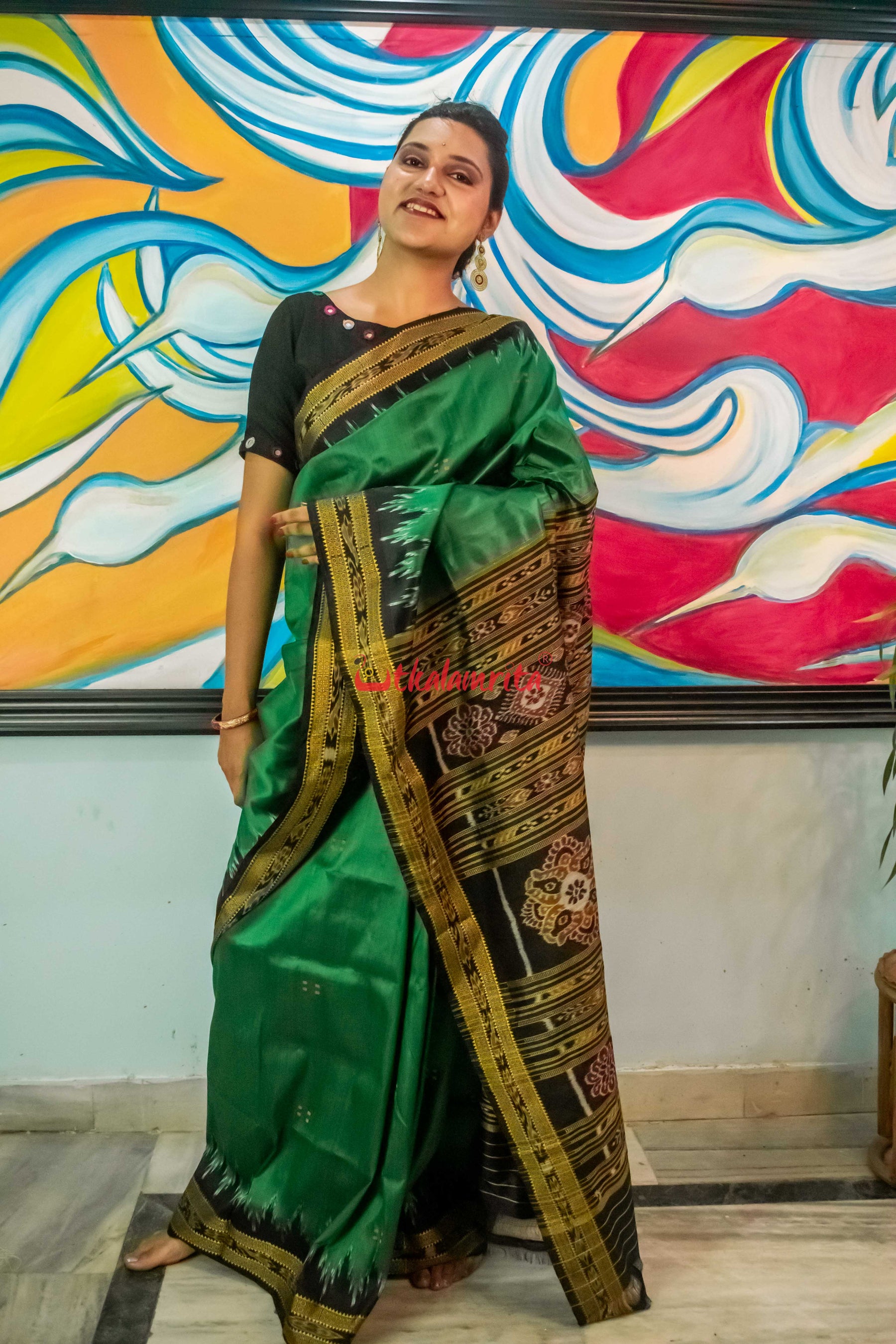 Deep Forest Khandua Silk Saree