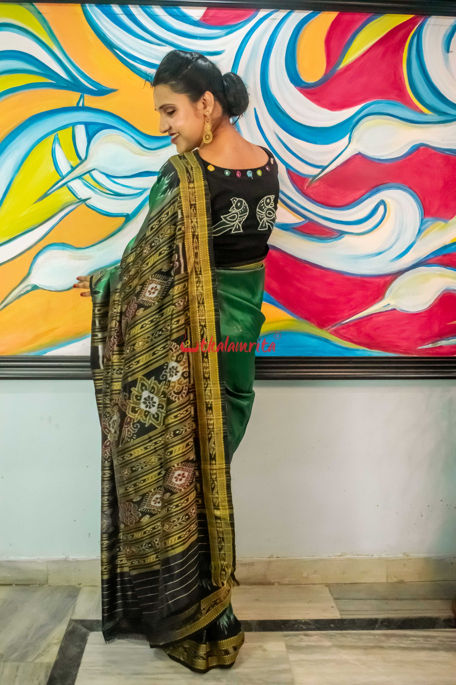 Deep Forest Khandua Silk Saree