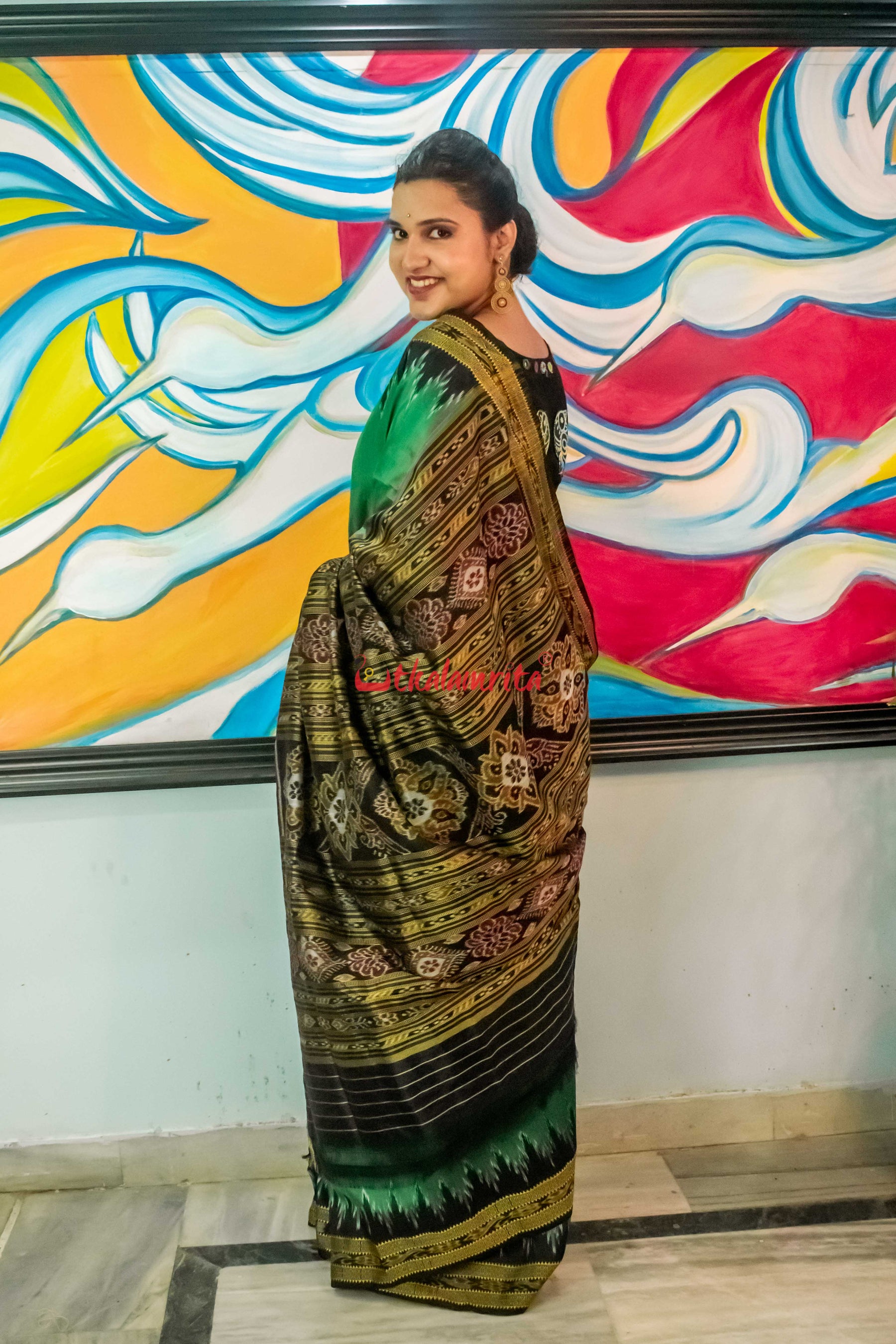Deep Forest Khandua Silk Saree