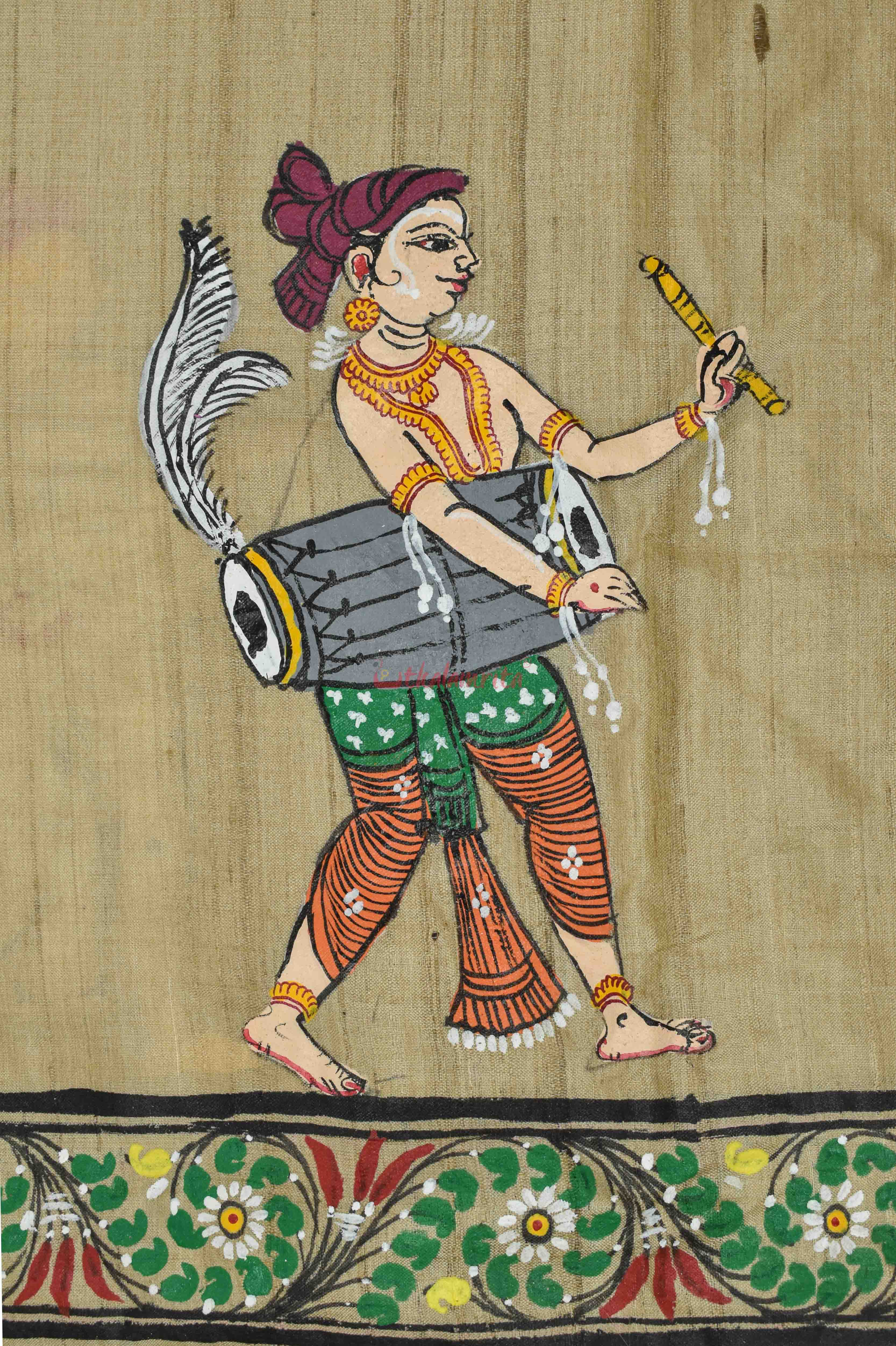 Durga Sumbha Nisumbha Tussar Pattachitra