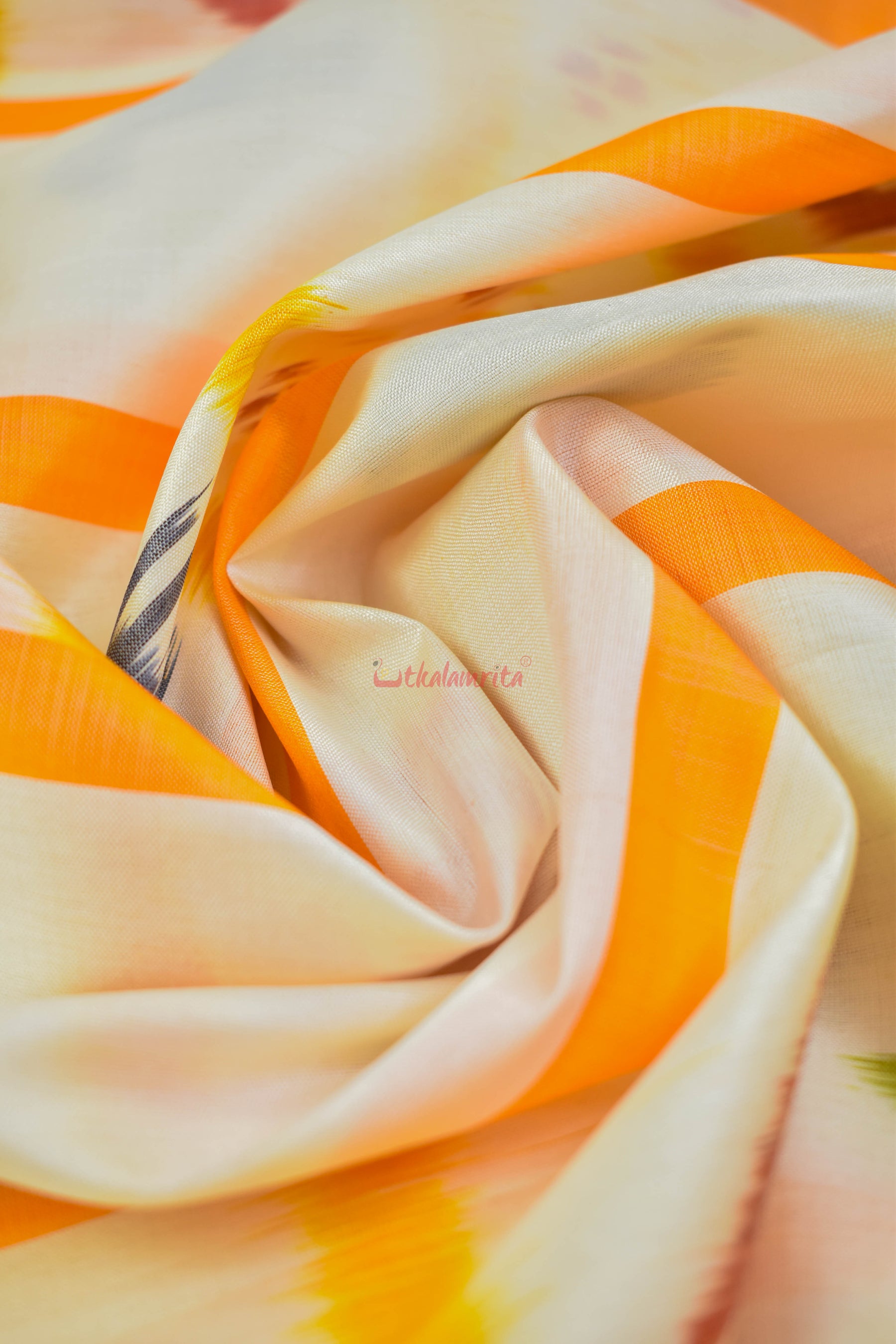 White Orange Nabarangi Khandua Silk