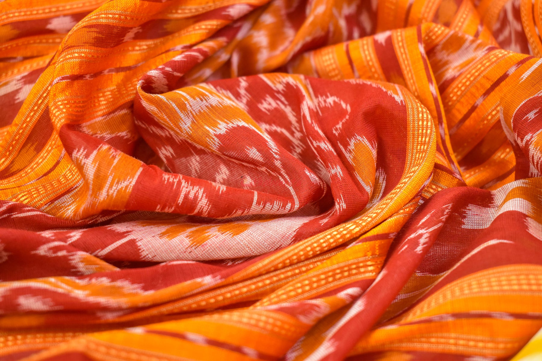 White Orange Nabarangi Khandua Silk