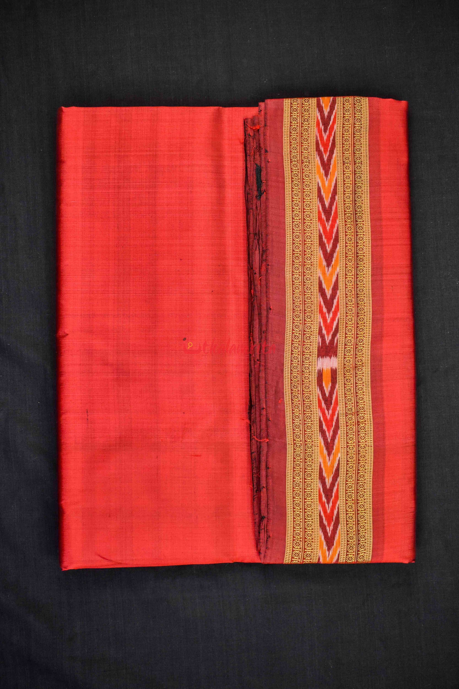 Maroon Bandha Border Silk (Fabric)