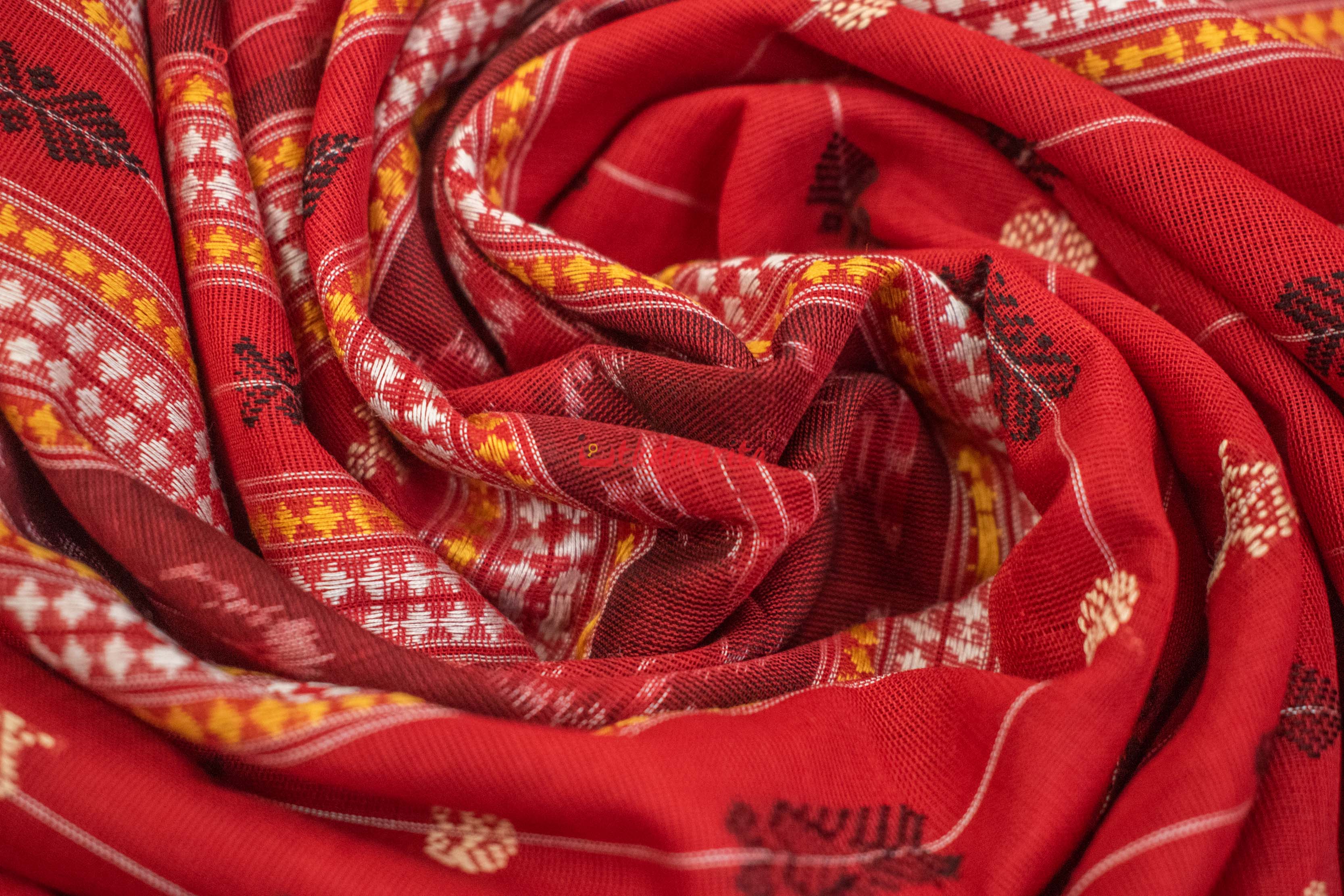 Black Red Hazar Buti Cotton Saree