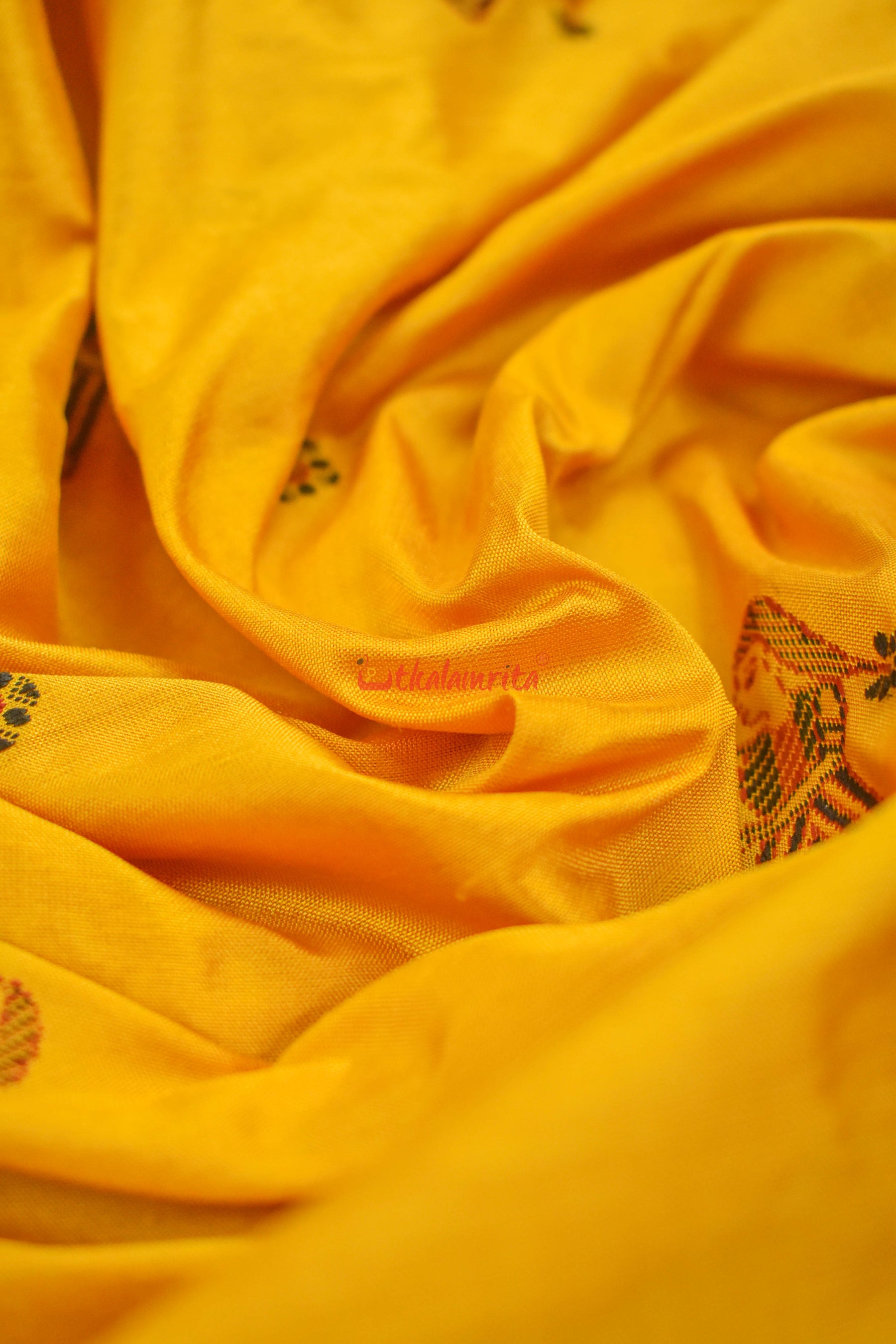 Mustard Double Border Doll Bomkai Silk
