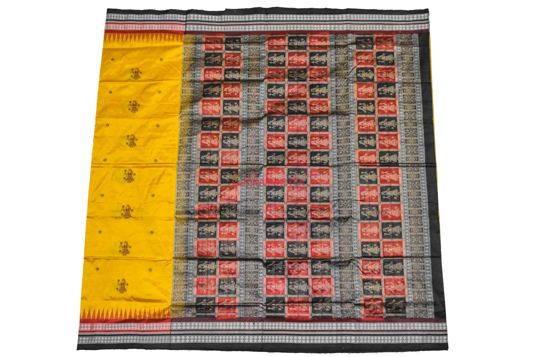 Mustard Double Border Doll Bomkai Silk