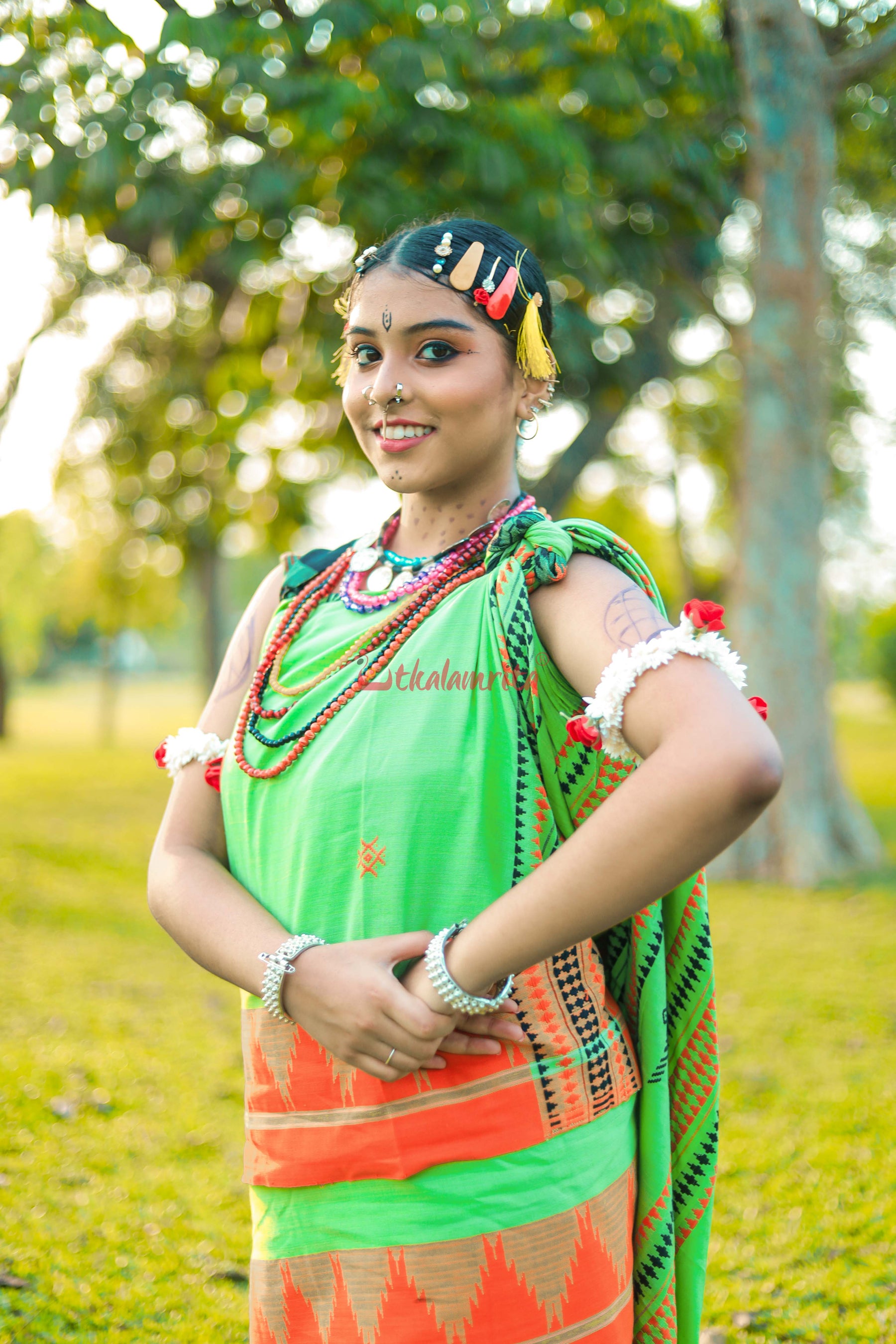 Ganga Jamuna Green Kotpad Saree