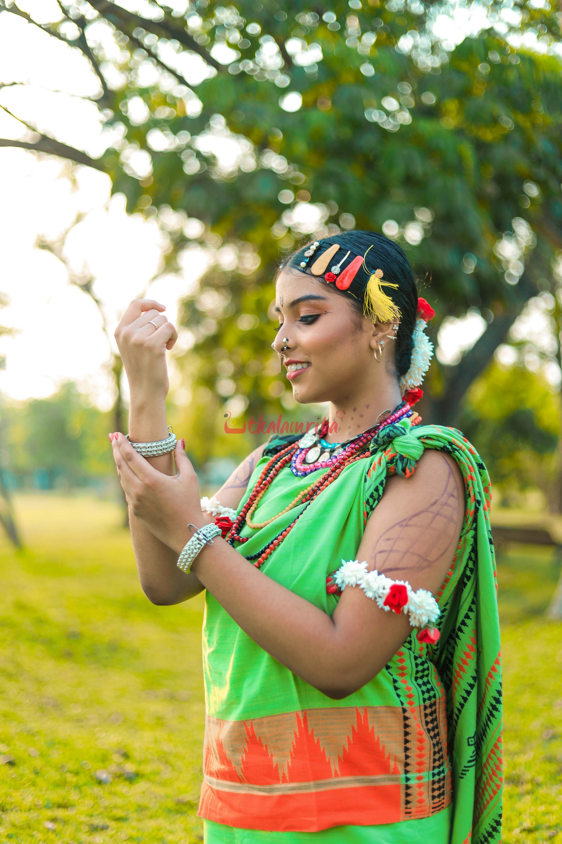 Ganga Jamuna Green Kotpad Saree