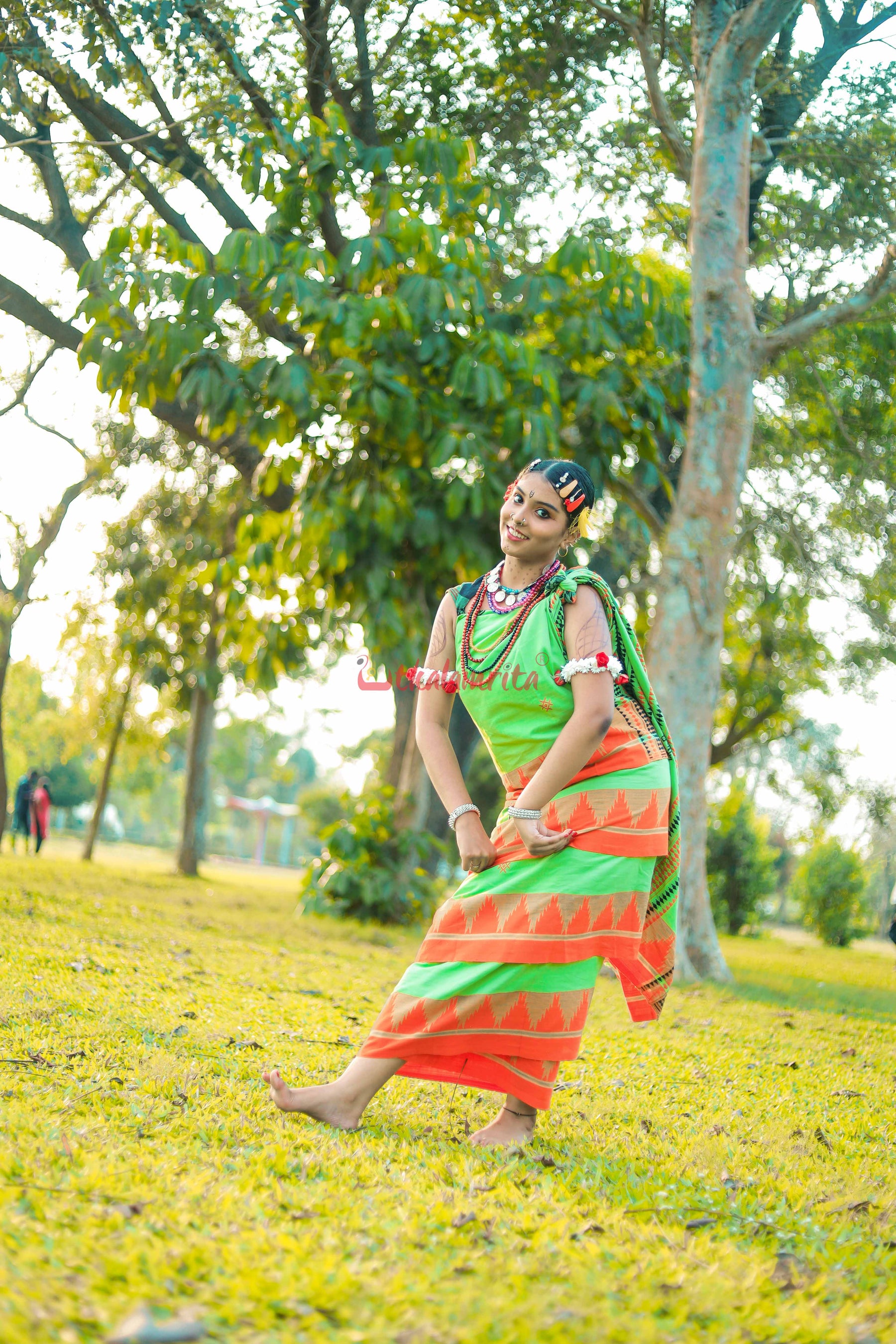 Ganga Jamuna Green Kotpad Saree