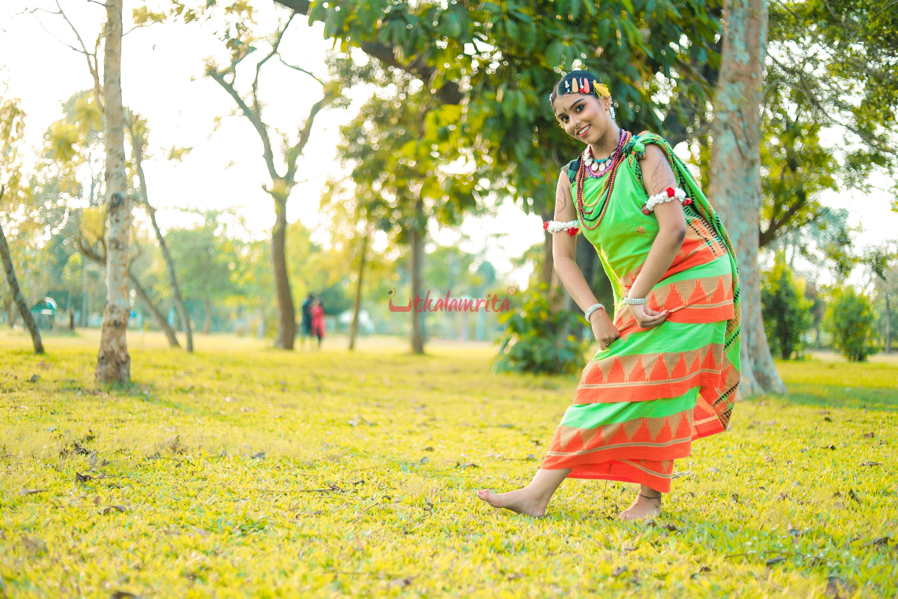 Ganga Jamuna Green Kotpad Saree