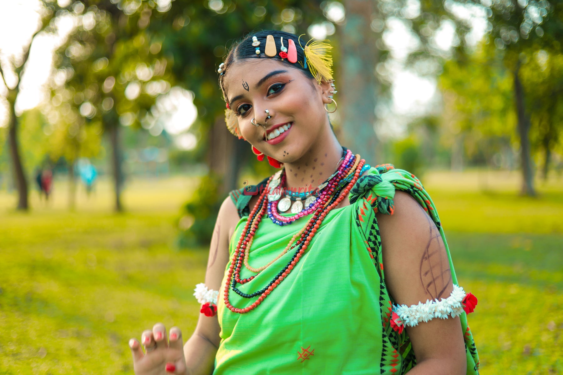 Ganga Jamuna Green Kotpad Saree